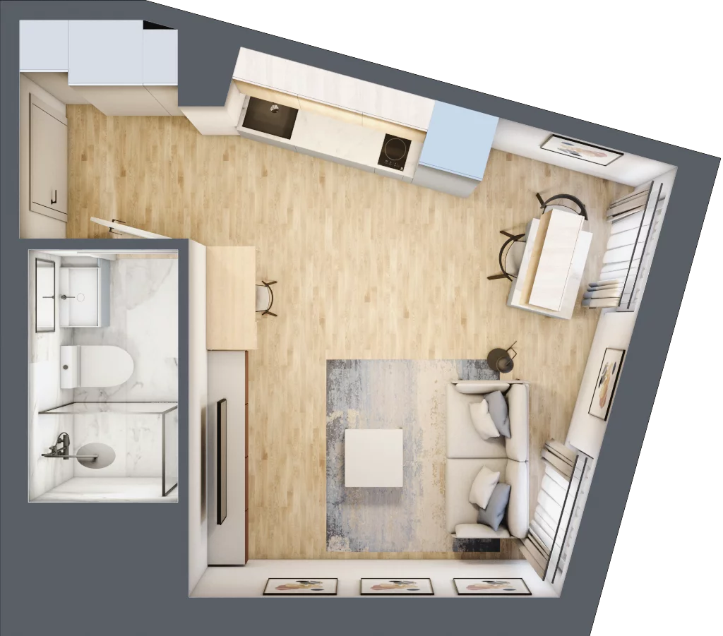 1 pokój, apartament inwestycyjny 24,03 m², piętro 1, oferta nr A/1.21, Starowiejska 3, Katowice, Śródmieście, ul. Starowiejska 3