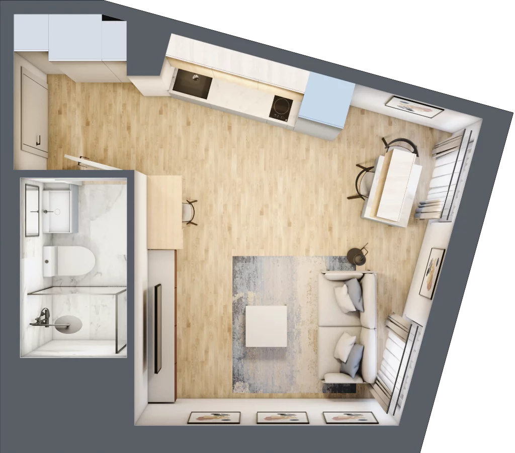 1 pokój, apartament inwestycyjny 24,03 m², piętro 2, oferta nr A/2.21, Starowiejska 3, Katowice, Śródmieście, ul. Starowiejska 3