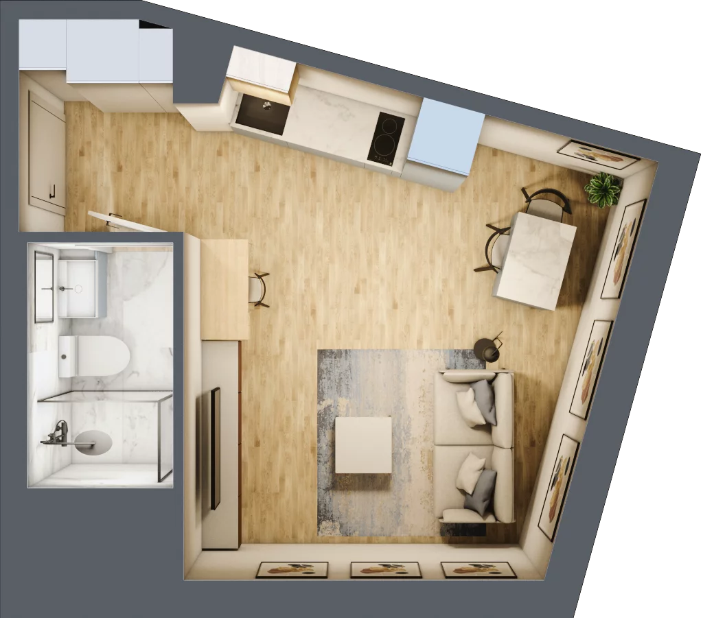 Apartament inwestycyjny 19,49 m², piętro 4, oferta nr A/4.17, Starowiejska 3, Katowice, Śródmieście, ul. Starowiejska 3