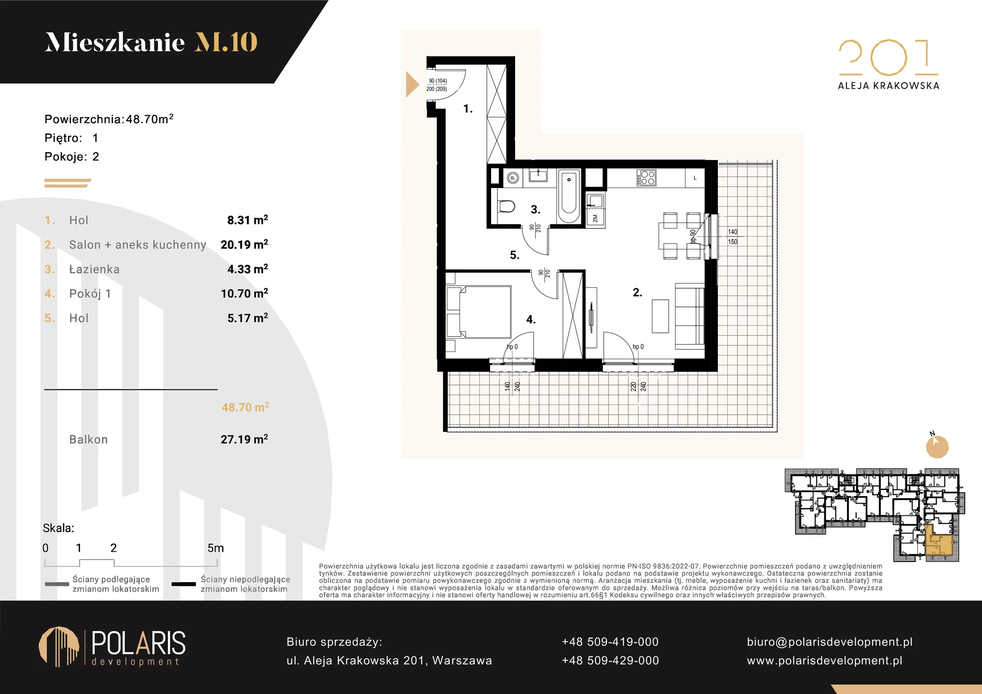 Mieszkanie 48,70 m², piętro 1, oferta nr M10, Aleja Krakowska 201, Warszawa, Włochy, Raków, al. Krakowska 201