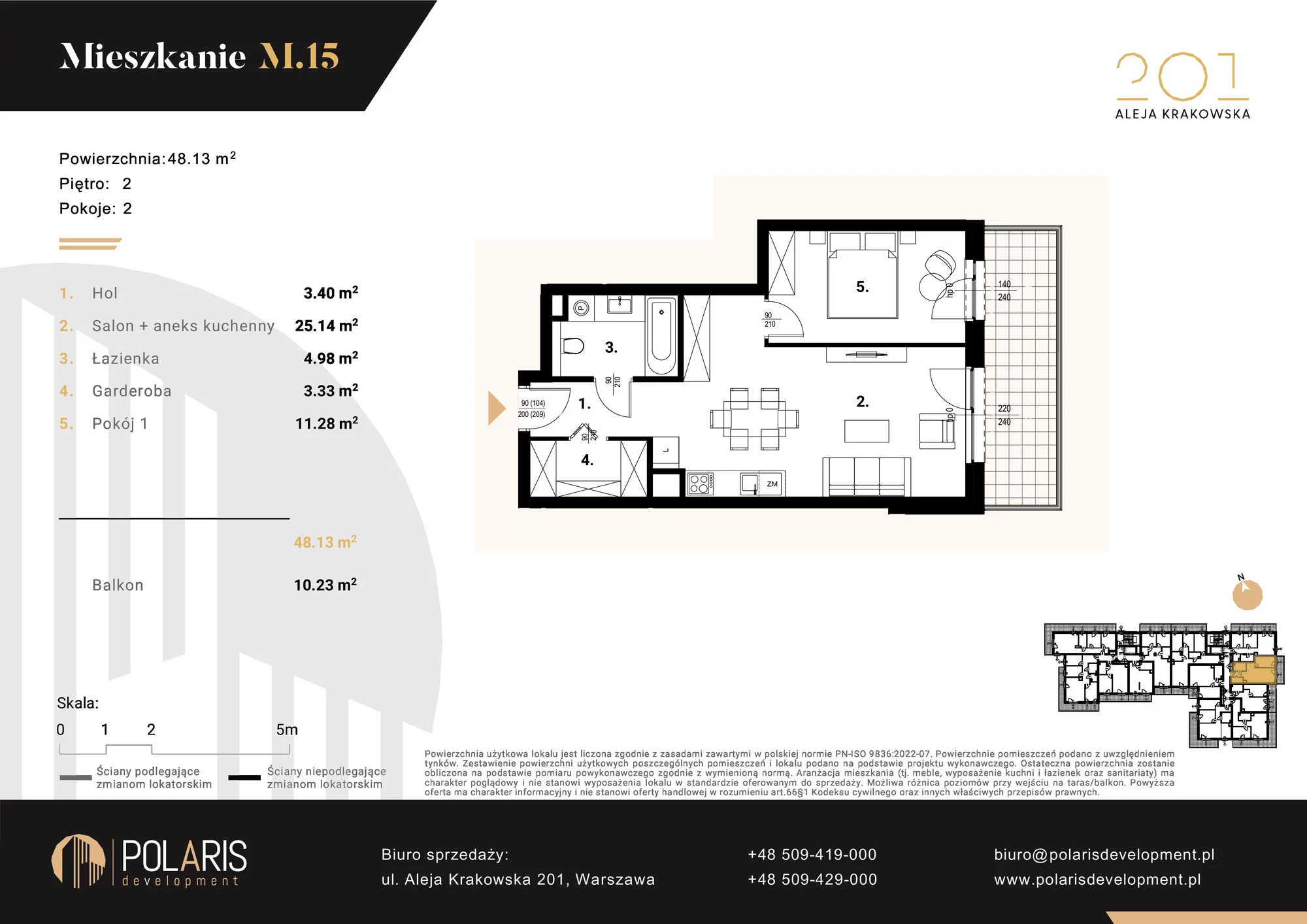 Mieszkanie 48,13 m², piętro 2, oferta nr M15, Aleja Krakowska 201, Warszawa, Włochy, Raków, al. Krakowska 201