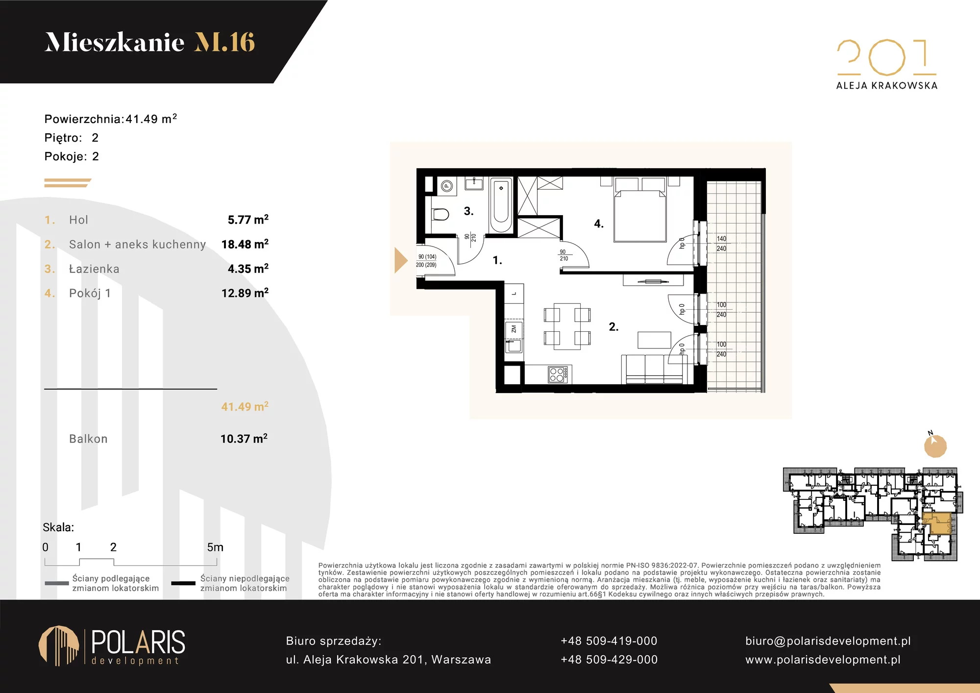 Mieszkanie 41,49 m², piętro 2, oferta nr M16, Aleja Krakowska 201, Warszawa, Włochy, Raków, al. Krakowska 201