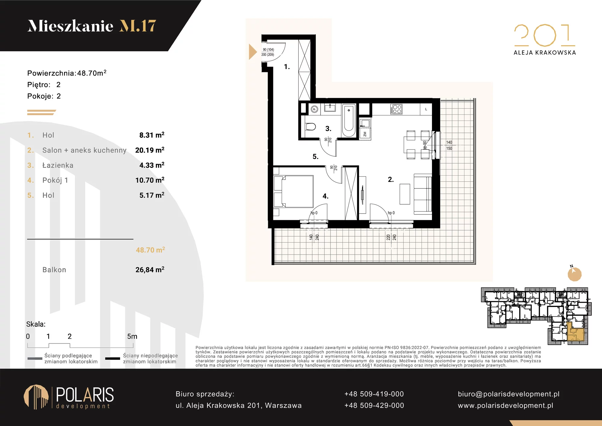 Mieszkanie 48,70 m², piętro 2, oferta nr M17, Aleja Krakowska 201, Warszawa, Włochy, Raków, al. Krakowska 201