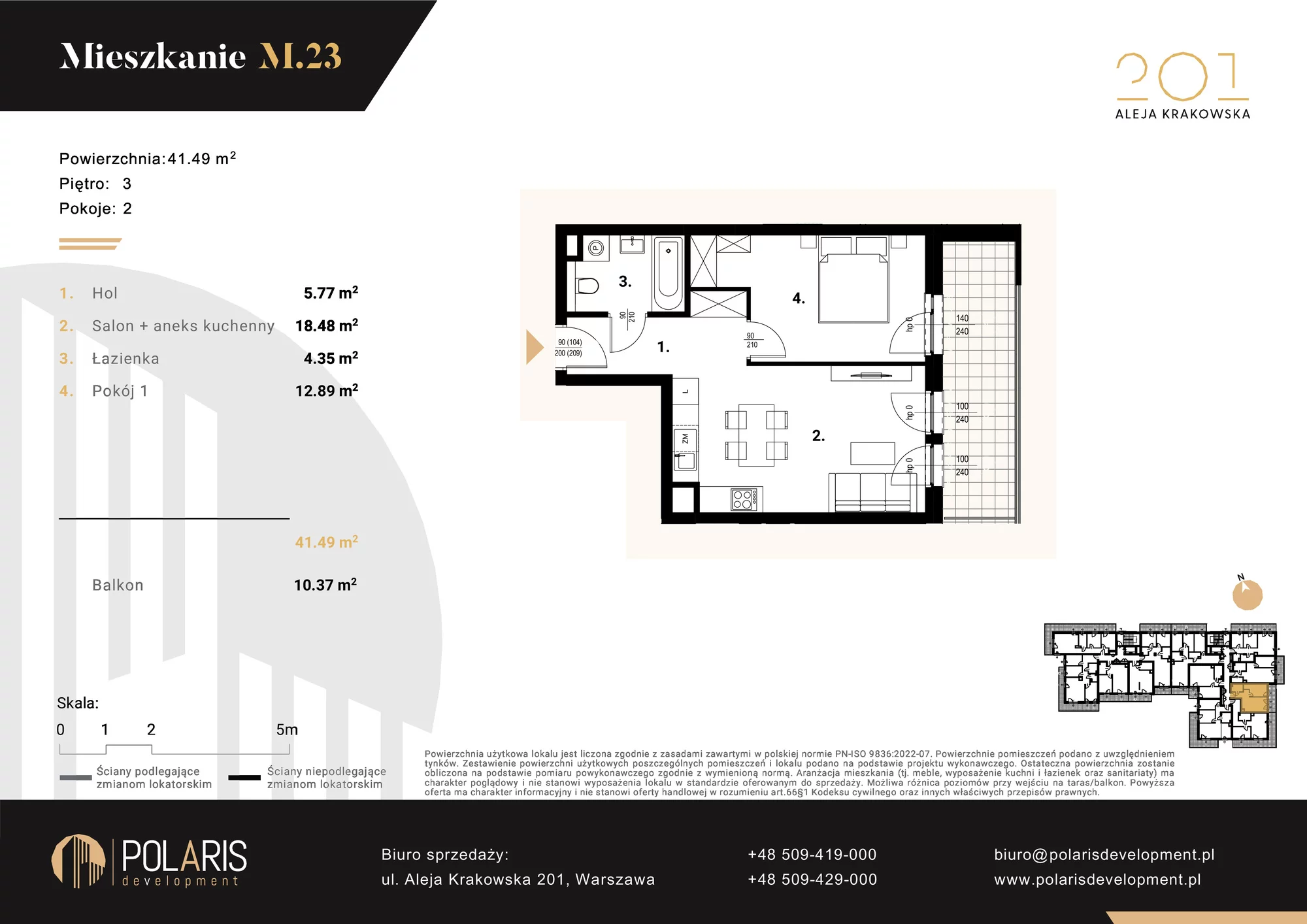 Mieszkanie 41,49 m², piętro 3, oferta nr M23, Aleja Krakowska 201, Warszawa, Włochy, Raków, al. Krakowska 201