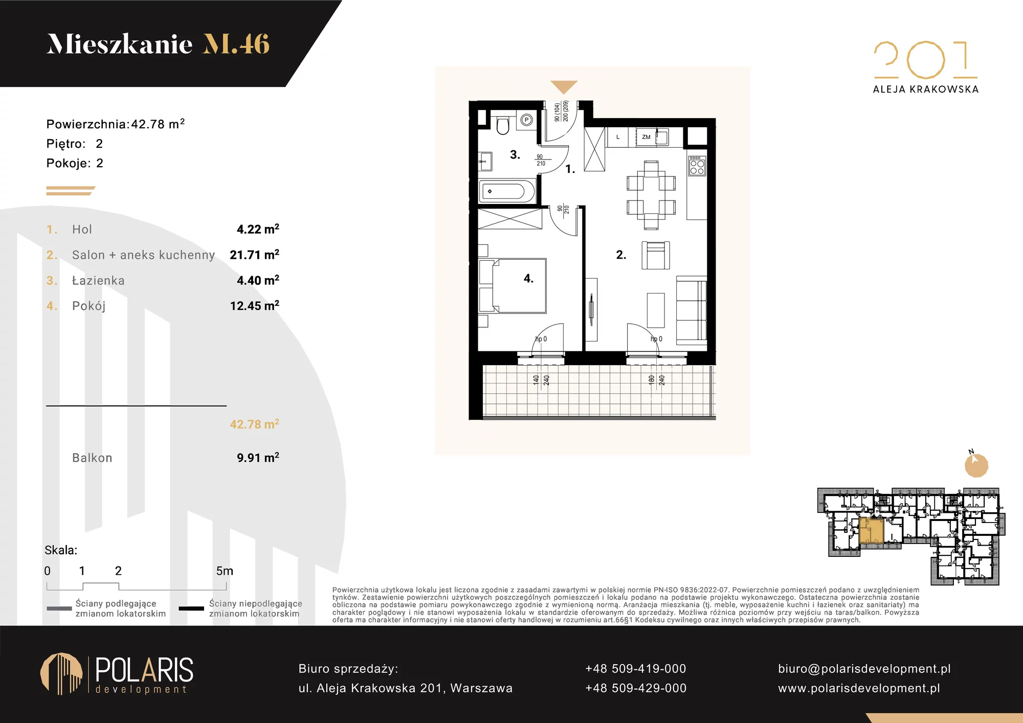 Mieszkanie 42,78 m², piętro 2, oferta nr M46, Aleja Krakowska 201, Warszawa, Włochy, Raków, al. Krakowska 201