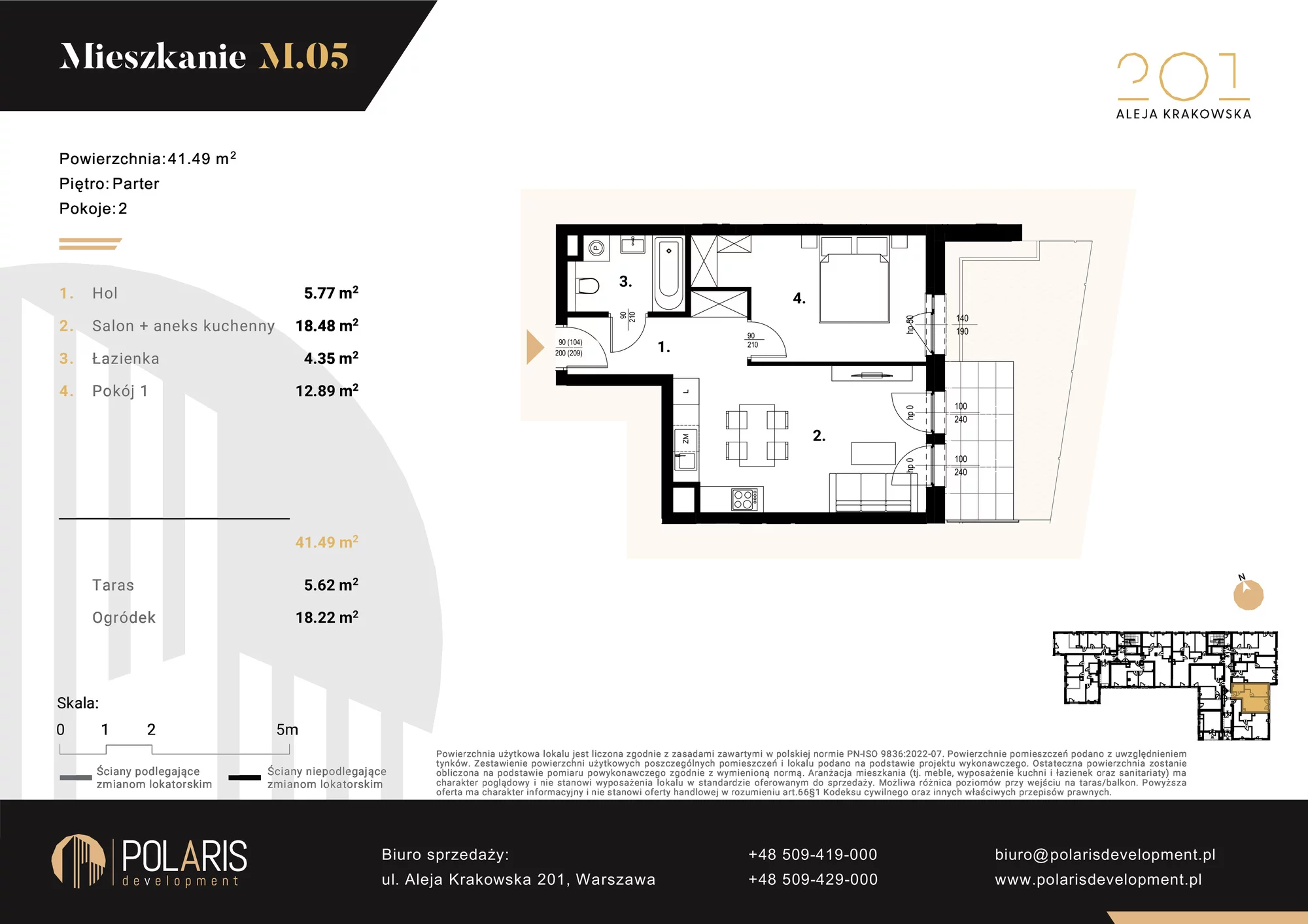 Mieszkanie 41,49 m², parter, oferta nr M5, Aleja Krakowska 201, Warszawa, Włochy, Raków, al. Krakowska 201