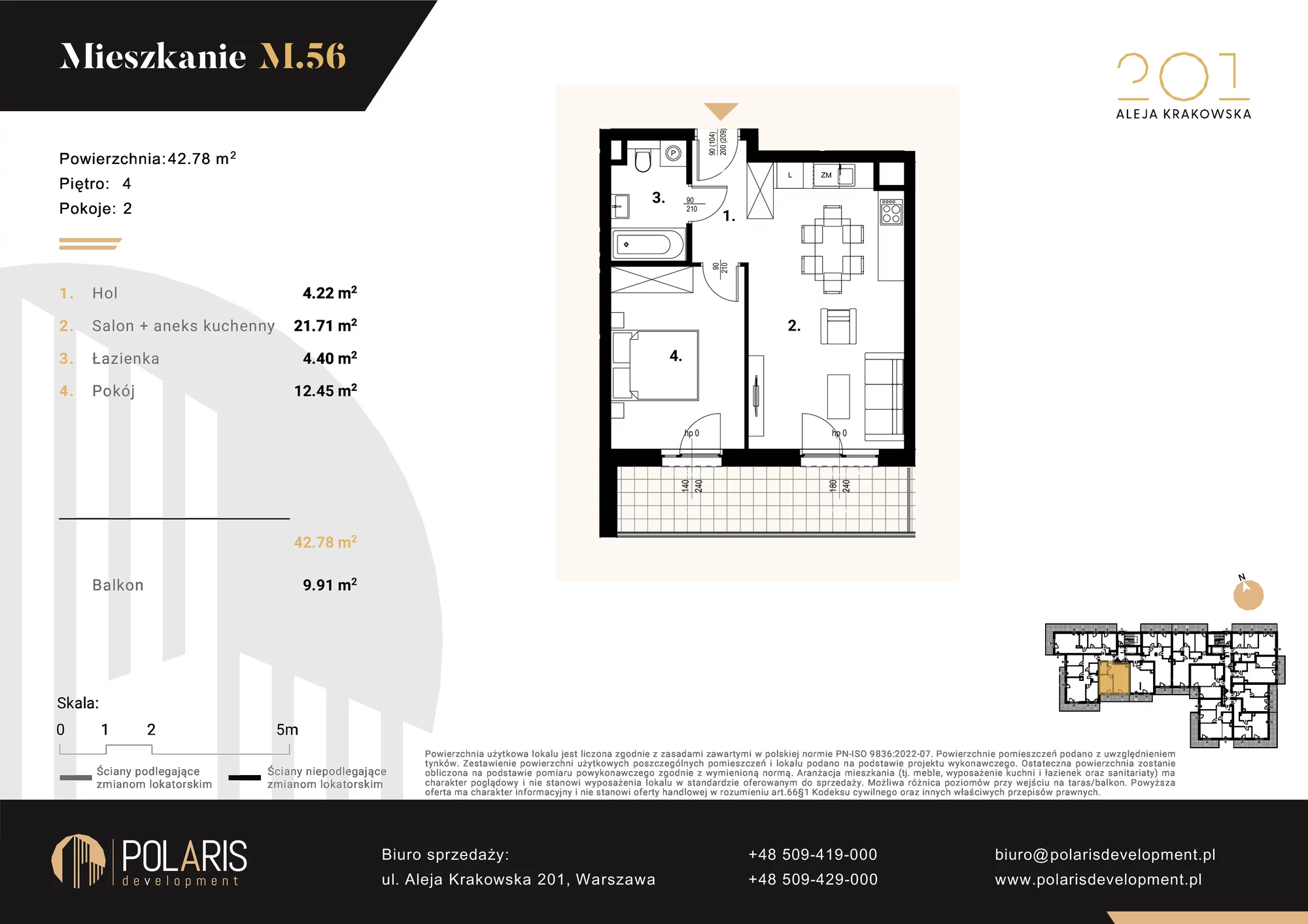 Mieszkanie 42,78 m², piętro 4, oferta nr M56, Aleja Krakowska 201, Warszawa, Włochy, Raków, al. Krakowska 201