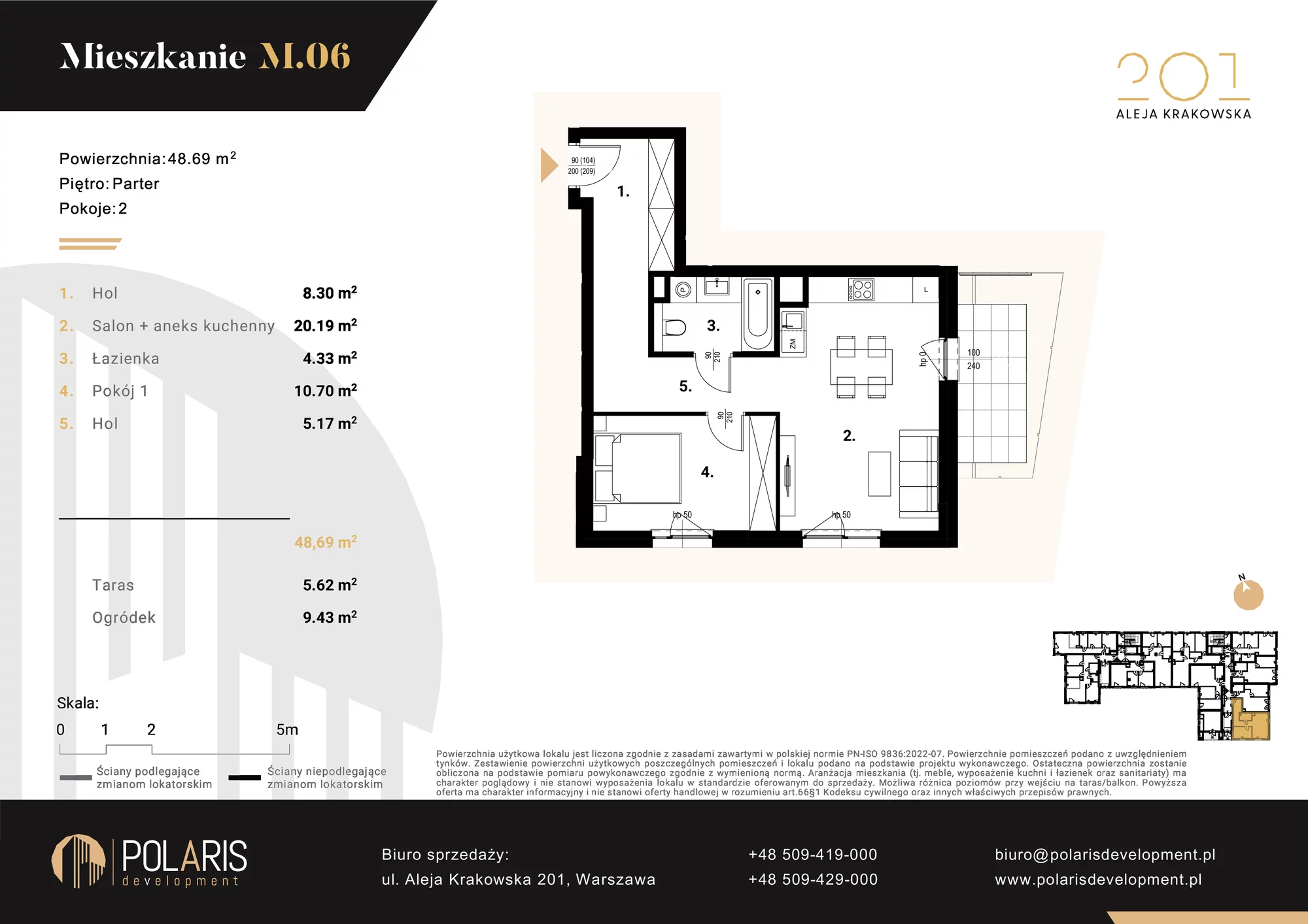 Mieszkanie 48,69 m², parter, oferta nr M6, Aleja Krakowska 201, Warszawa, Włochy, Raków, al. Krakowska 201