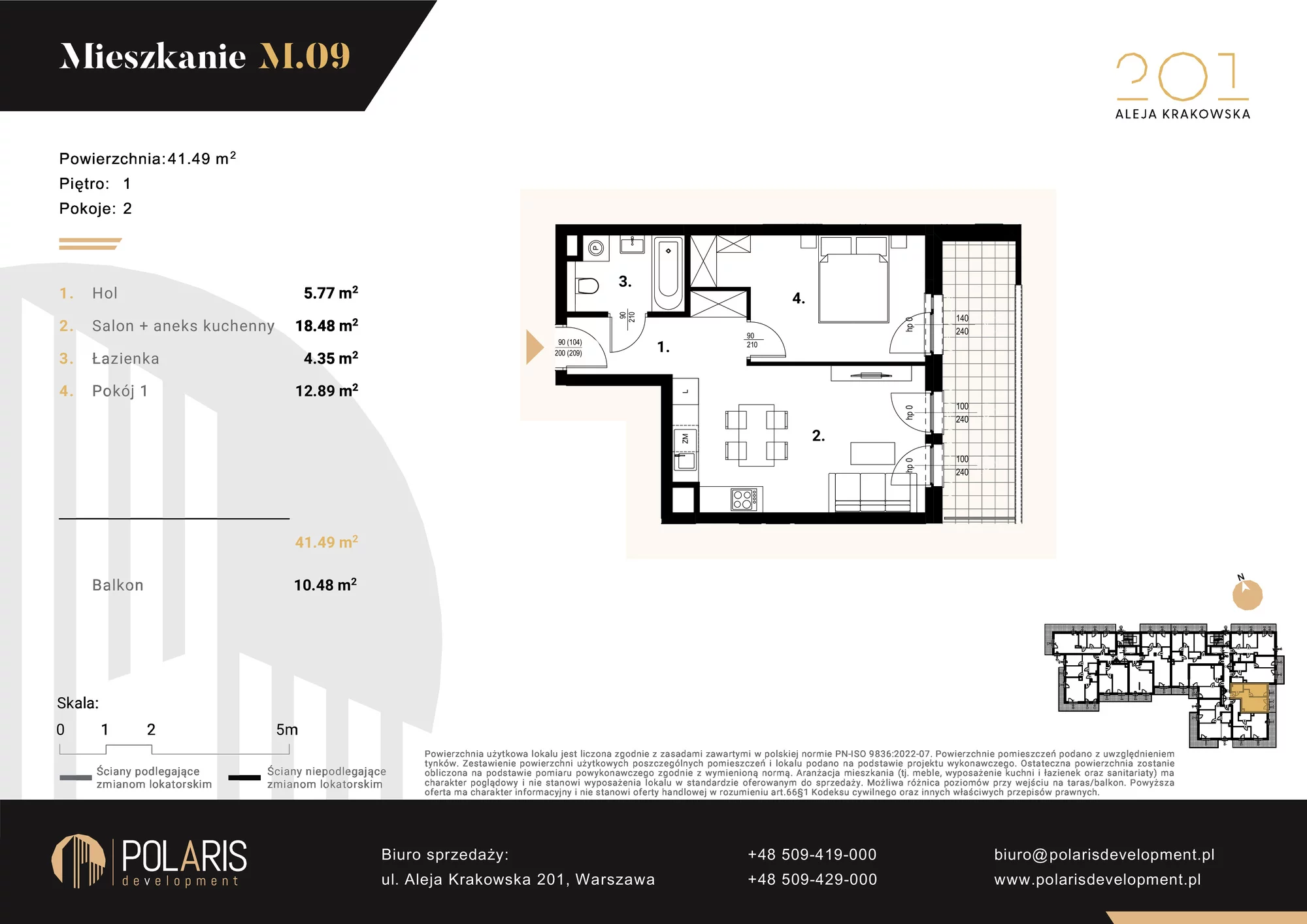 Mieszkanie 41,49 m², piętro 1, oferta nr M9, Aleja Krakowska 201, Warszawa, Włochy, Raków, al. Krakowska 201