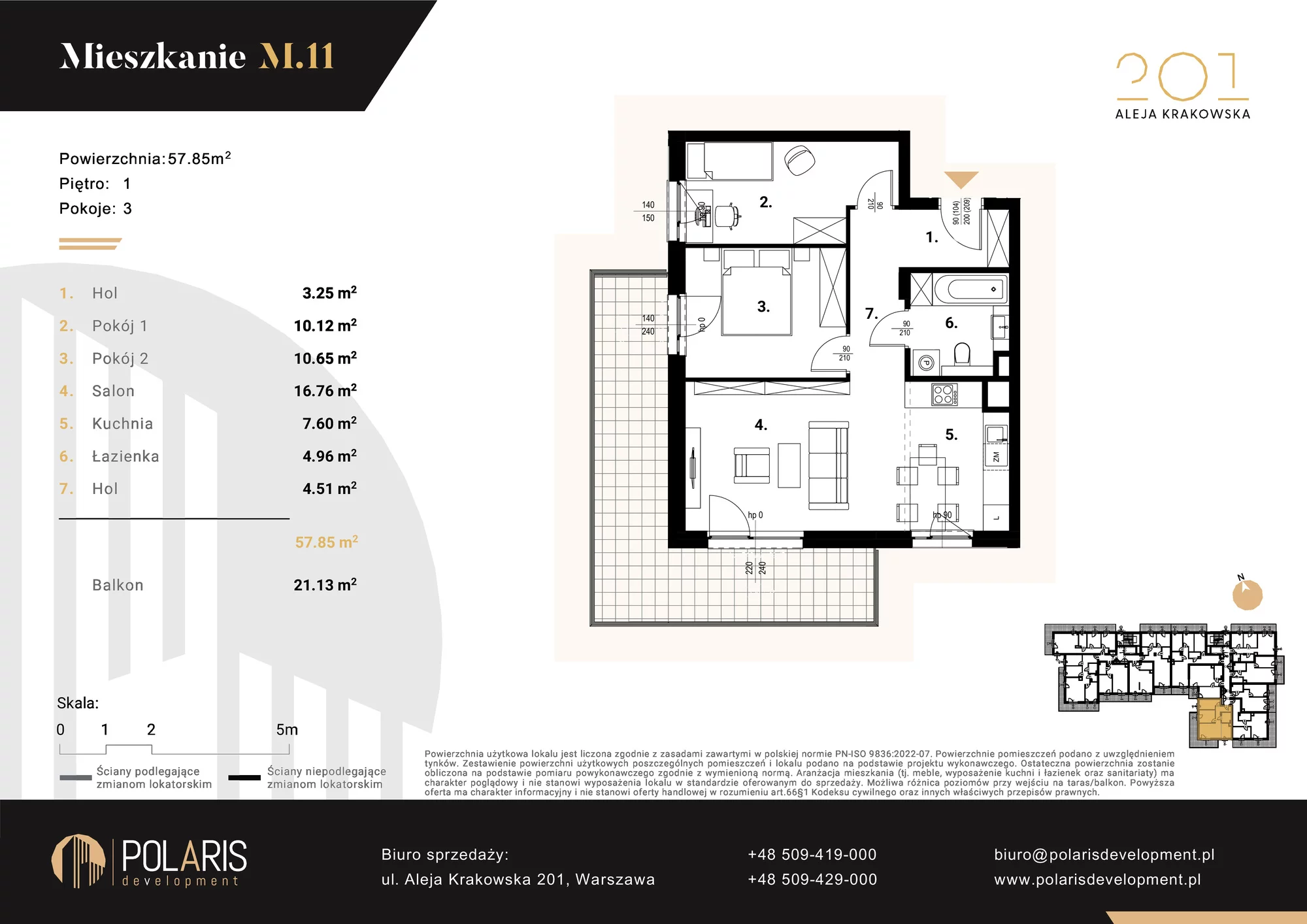 Mieszkanie 57,85 m², piętro 1, oferta nr M11, Aleja Krakowska 201, Warszawa, Włochy, Raków, al. Krakowska 201