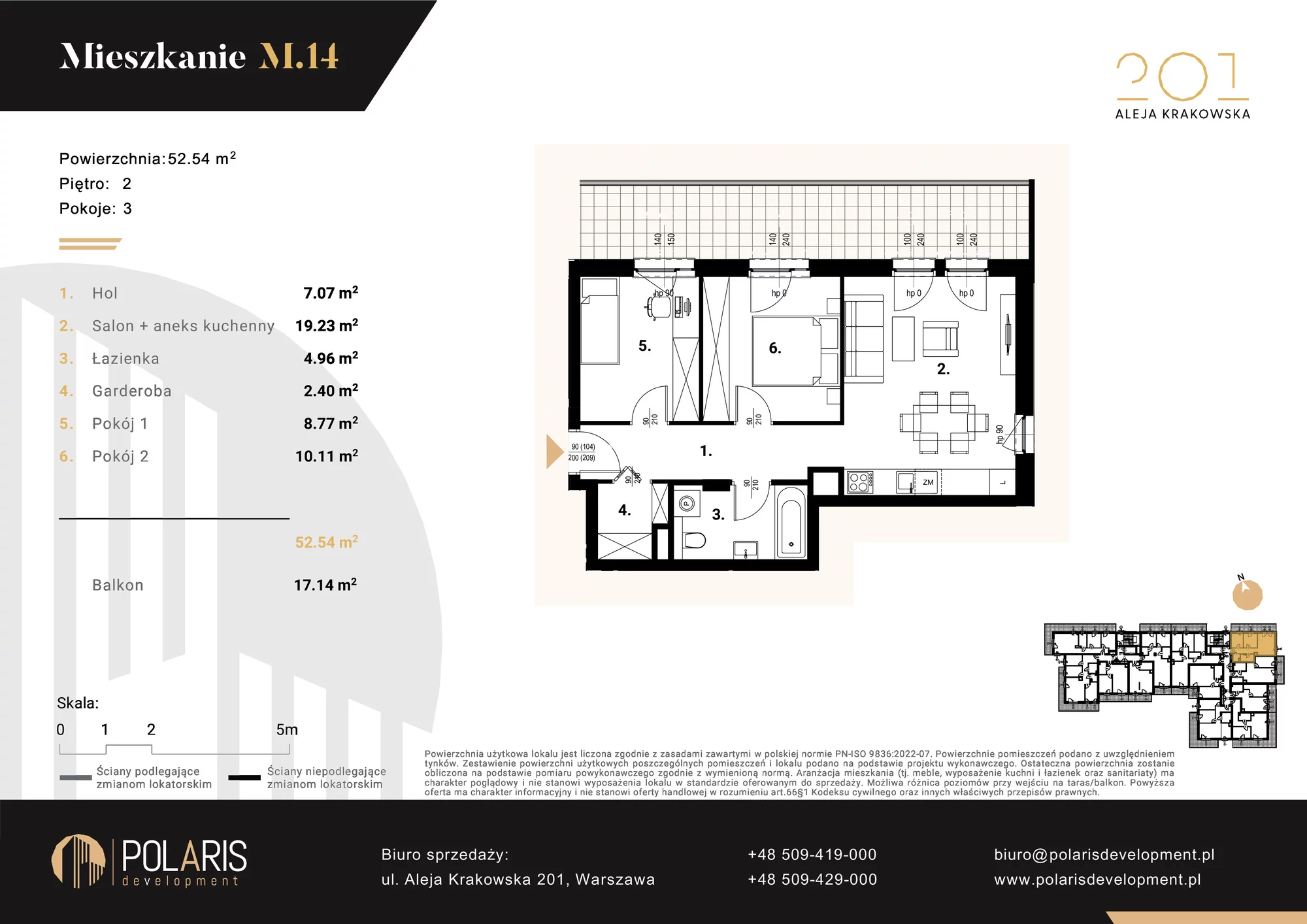 Mieszkanie 52,54 m², piętro 2, oferta nr M14, Aleja Krakowska 201, Warszawa, Włochy, Raków, al. Krakowska 201