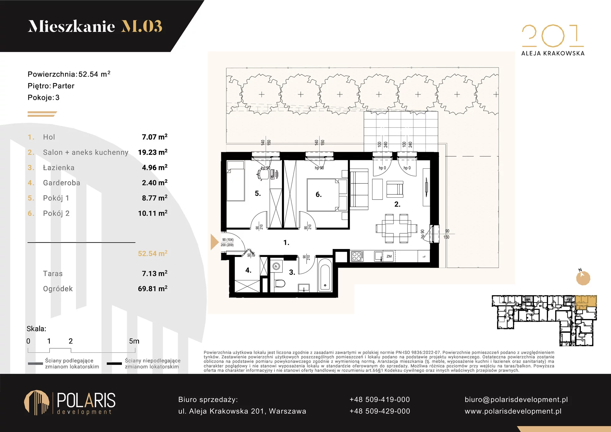 Mieszkanie 52,54 m², parter, oferta nr M3, Aleja Krakowska 201, Warszawa, Włochy, Raków, al. Krakowska 201