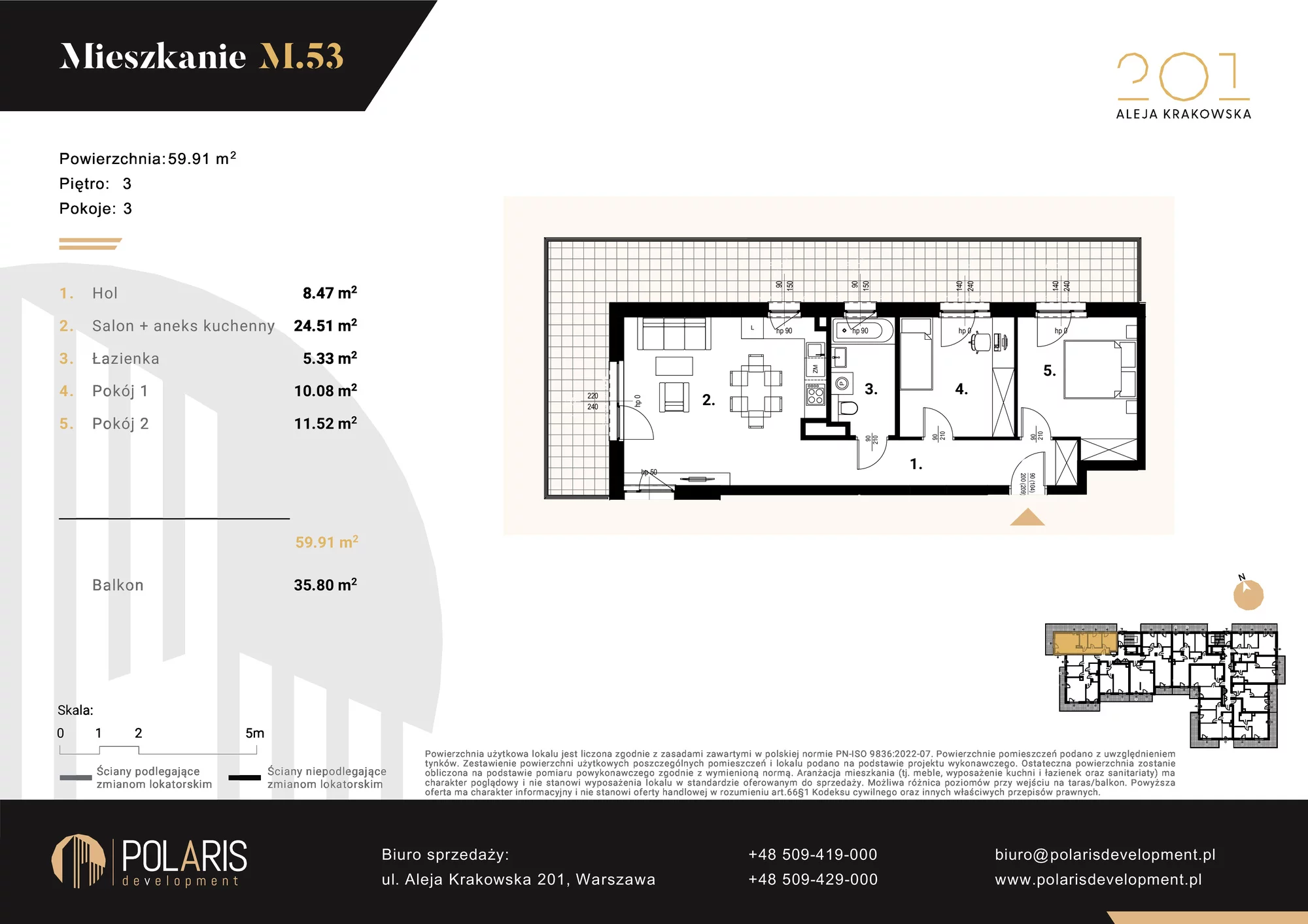 Mieszkanie 59,91 m², piętro 3, oferta nr M53, Aleja Krakowska 201, Warszawa, Włochy, Raków, al. Krakowska 201