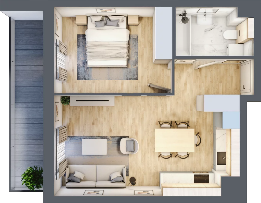 2 pokoje, mieszkanie 42,78 m², piętro 1, oferta nr M41, Aleja Krakowska 201, Warszawa, Włochy, Raków, al. Krakowska 201