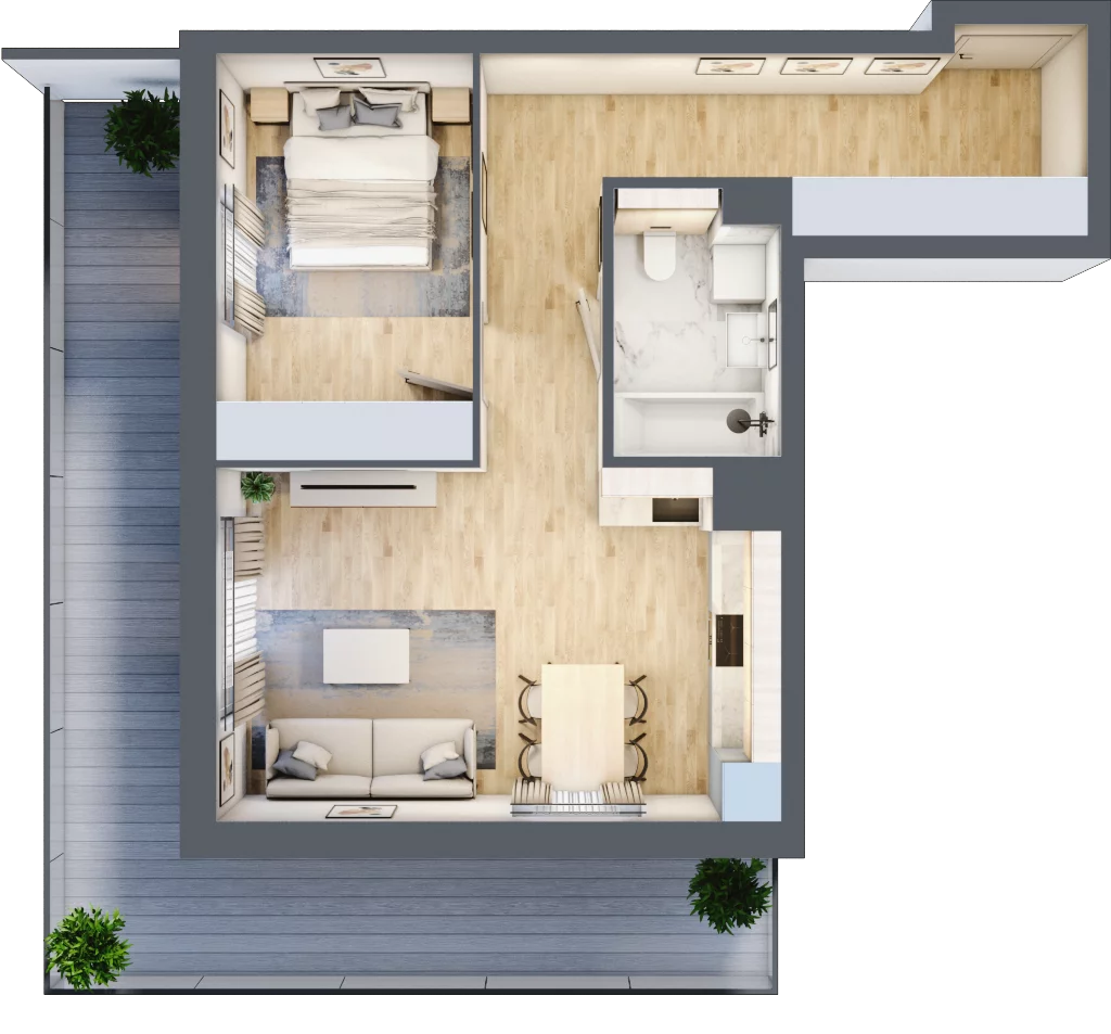 2 pokoje, mieszkanie 48,70 m², piętro 2, oferta nr M17, Aleja Krakowska 201, Warszawa, Włochy, Raków, al. Krakowska 201