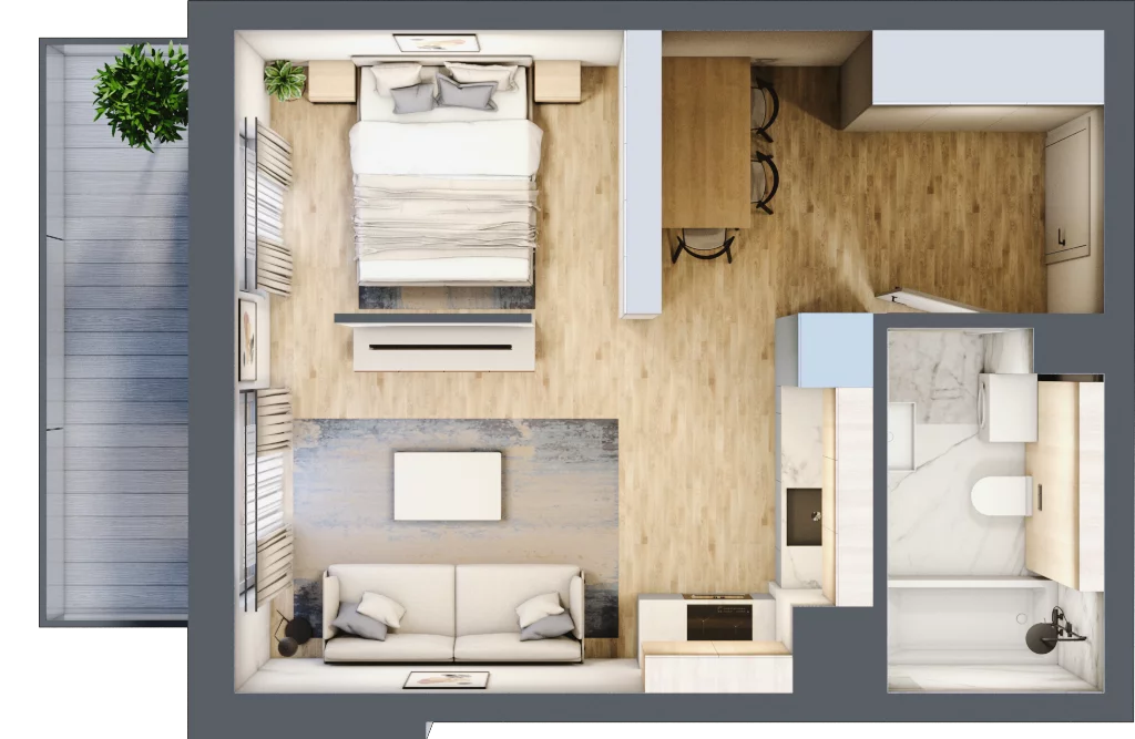 1 pokój, mieszkanie 35,75 m², piętro 2, oferta nr M45, Aleja Krakowska 201, Warszawa, Włochy, Raków, al. Krakowska 201