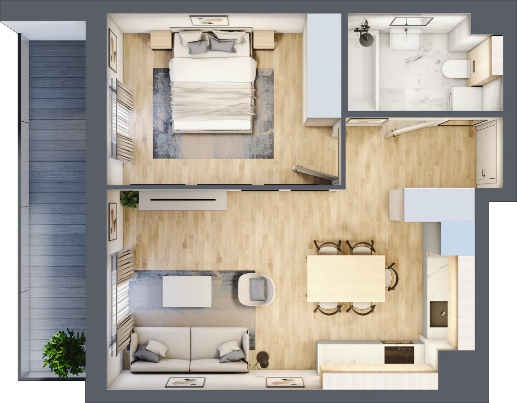 2 pokoje, mieszkanie 42,78 m², piętro 3, oferta nr M51, Aleja Krakowska 201, Warszawa, Włochy, Raków, al. Krakowska 201