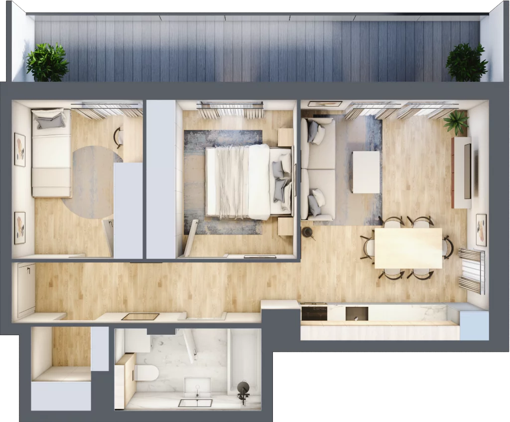 3 pokoje, mieszkanie 52,54 m², piętro 4, oferta nr M28, Aleja Krakowska 201, Warszawa, Włochy, Raków, al. Krakowska 201
