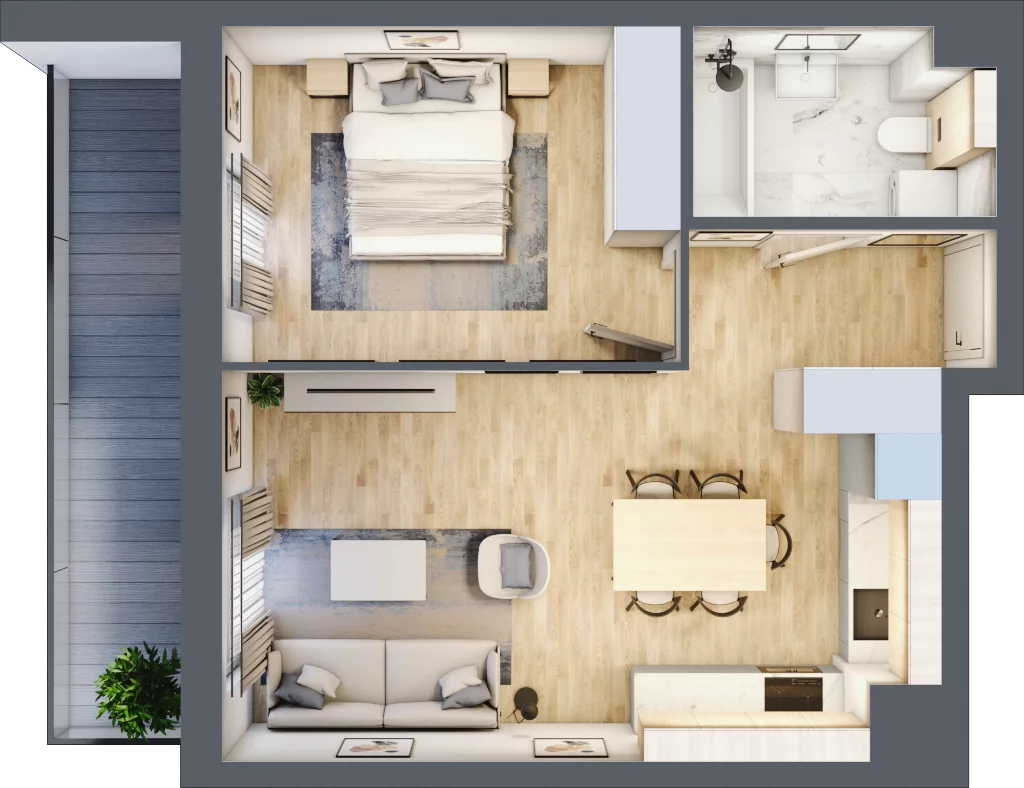 2 pokoje, mieszkanie 42,78 m², piętro 4, oferta nr M56, Aleja Krakowska 201, Warszawa, Włochy, Raków, al. Krakowska 201