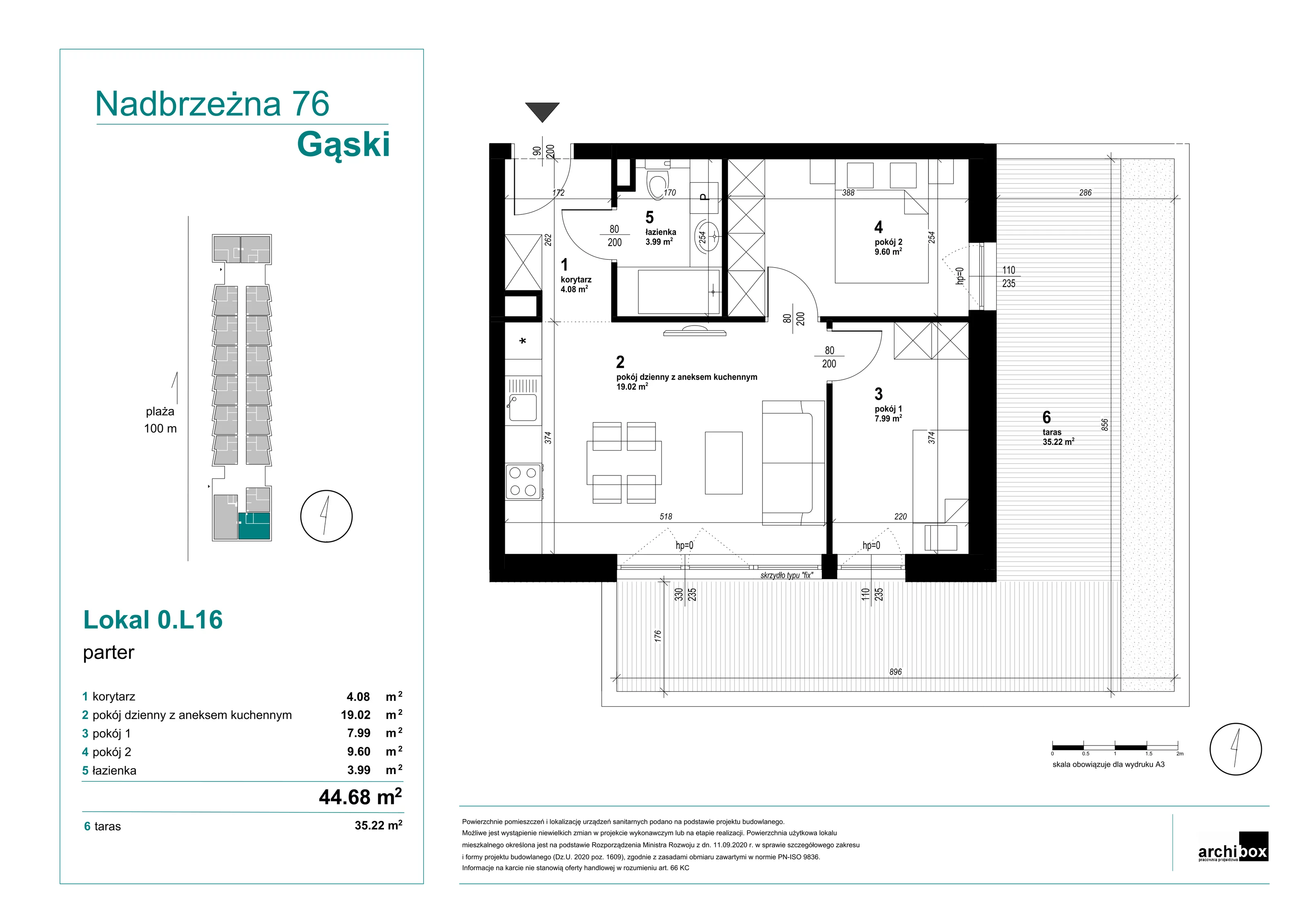 Mieszkanie 45,13 m², parter, oferta nr 0.16., Goose Bay, Gąski, ul. Nadbrzeżna 76