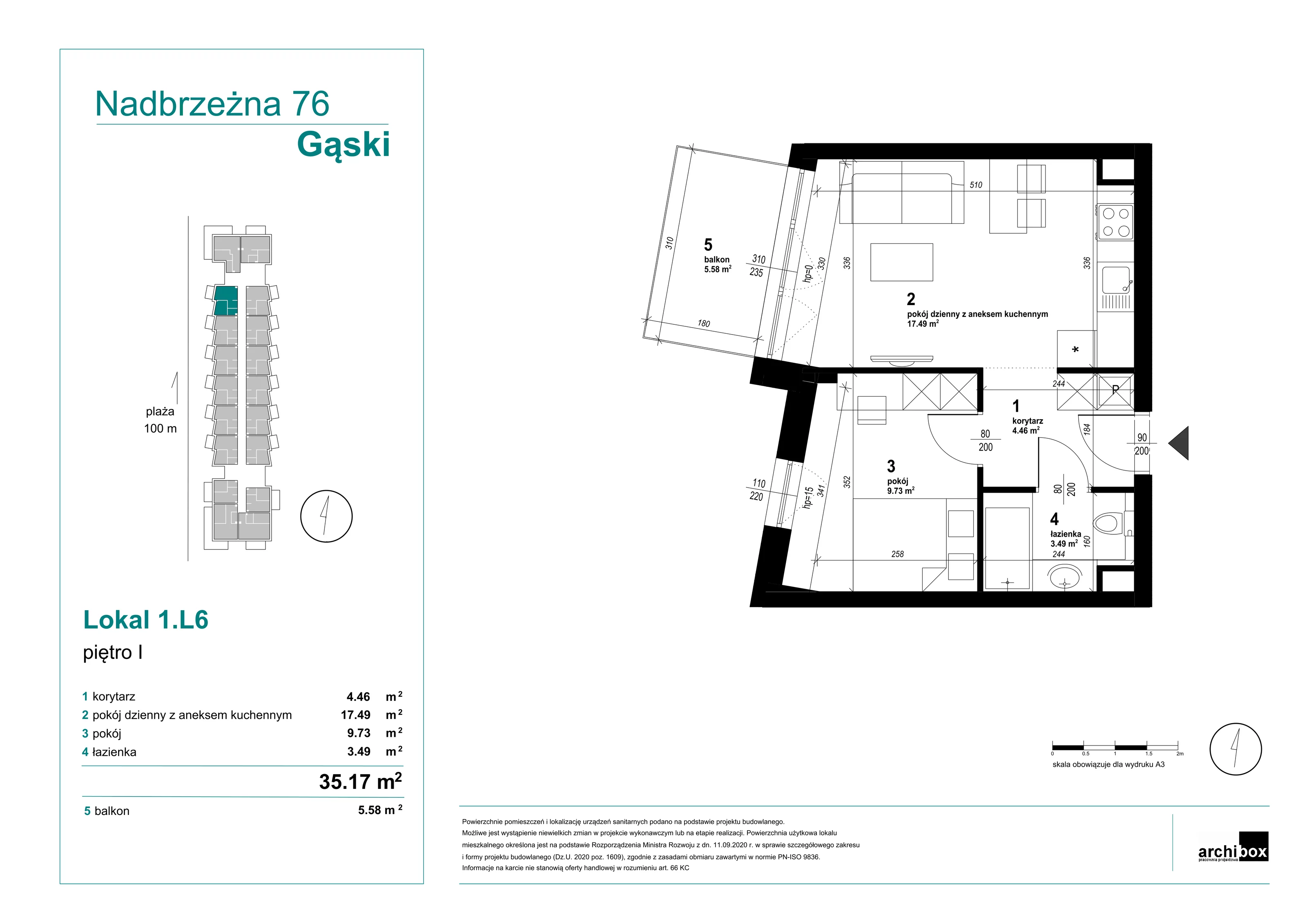 Mieszkanie 35,17 m², piętro 1, oferta nr 1.6., Goose Bay, Gąski, ul. Nadbrzeżna 76-idx