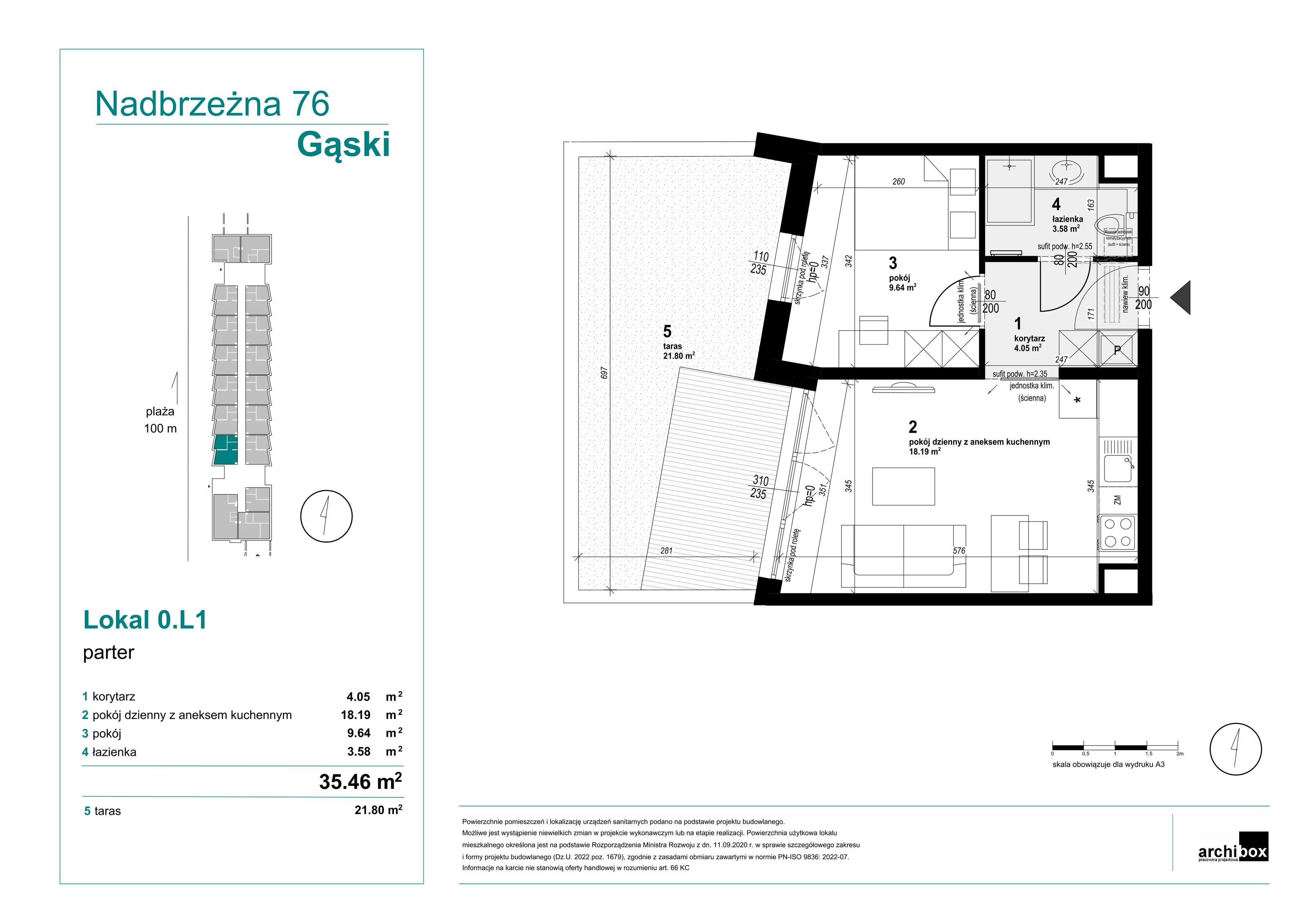 2 pokoje, apartament 35,46 m², parter, oferta nr 0.L1, Goose Bay, Gąski, ul. Nadbrzeżna 76