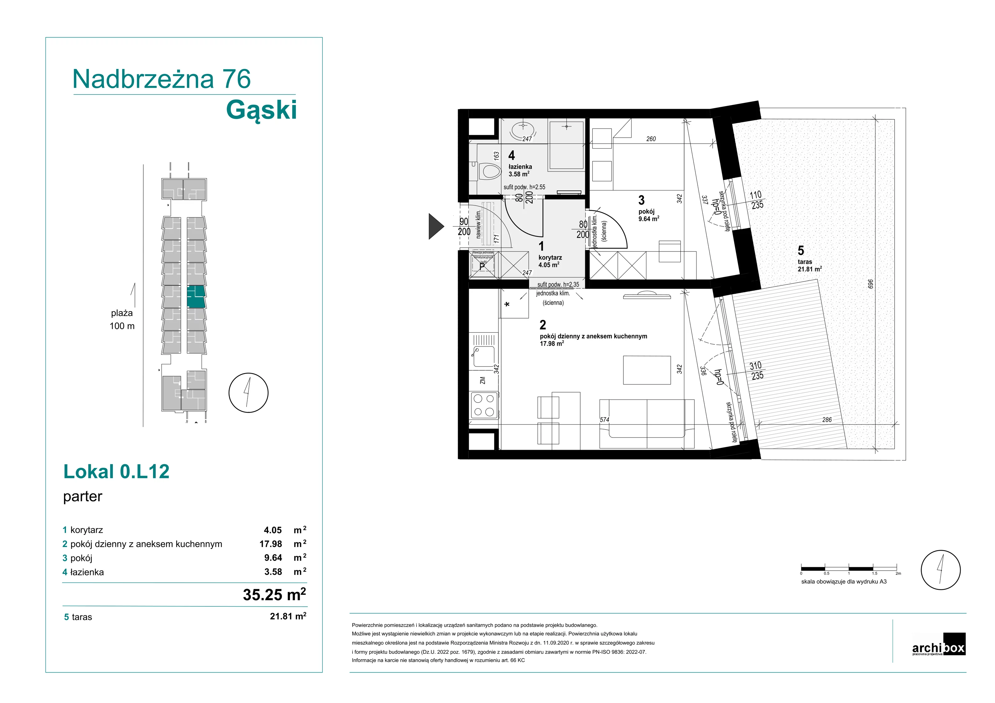 2 pokoje, mieszkanie 35,25 m², parter, oferta nr 0.L12, Goose Bay, Gąski, ul. Nadbrzeżna 76