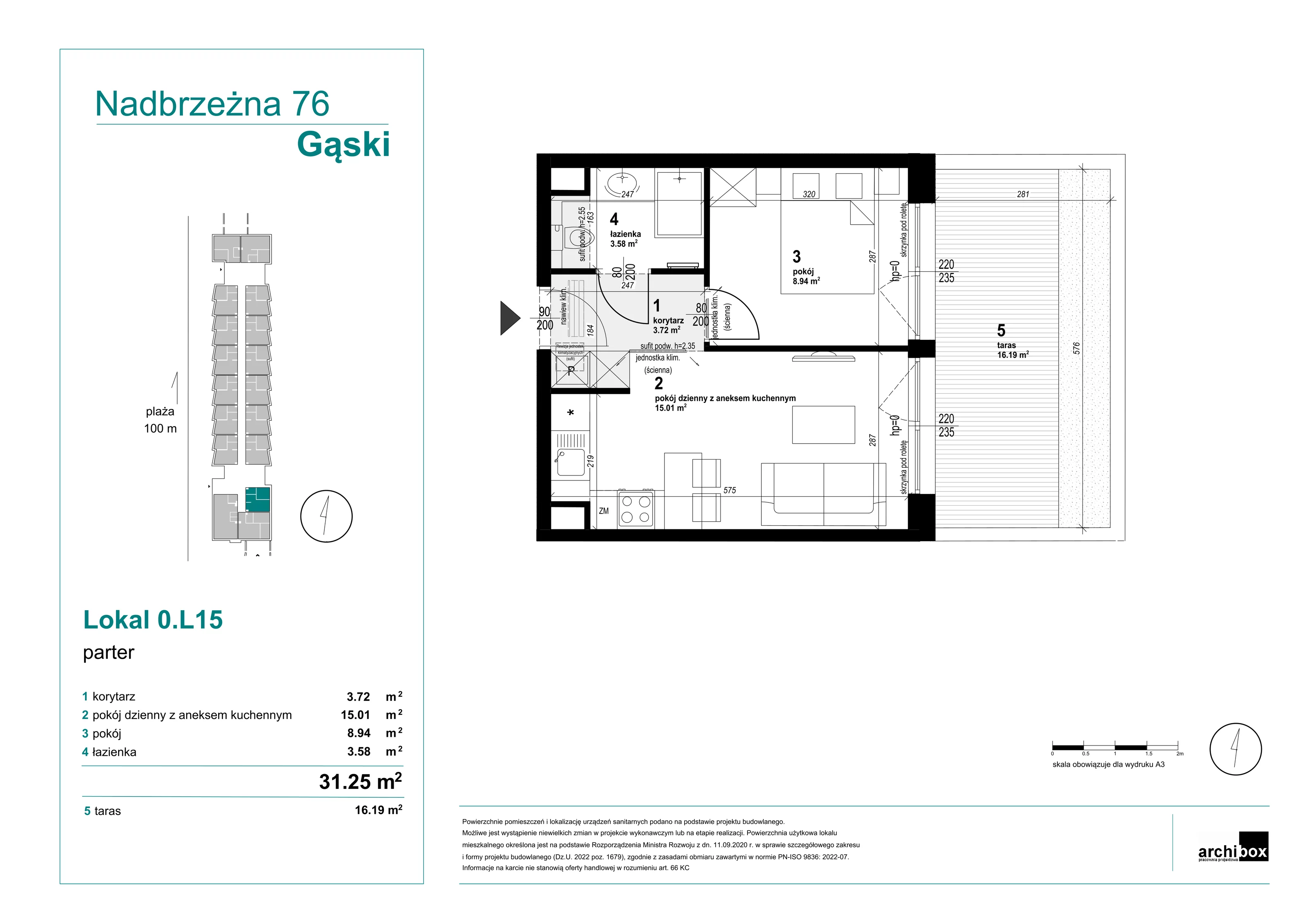 2 pokoje, apartament 31,25 m², parter, oferta nr 0.L15, Goose Bay, Gąski, ul. Nadbrzeżna 76