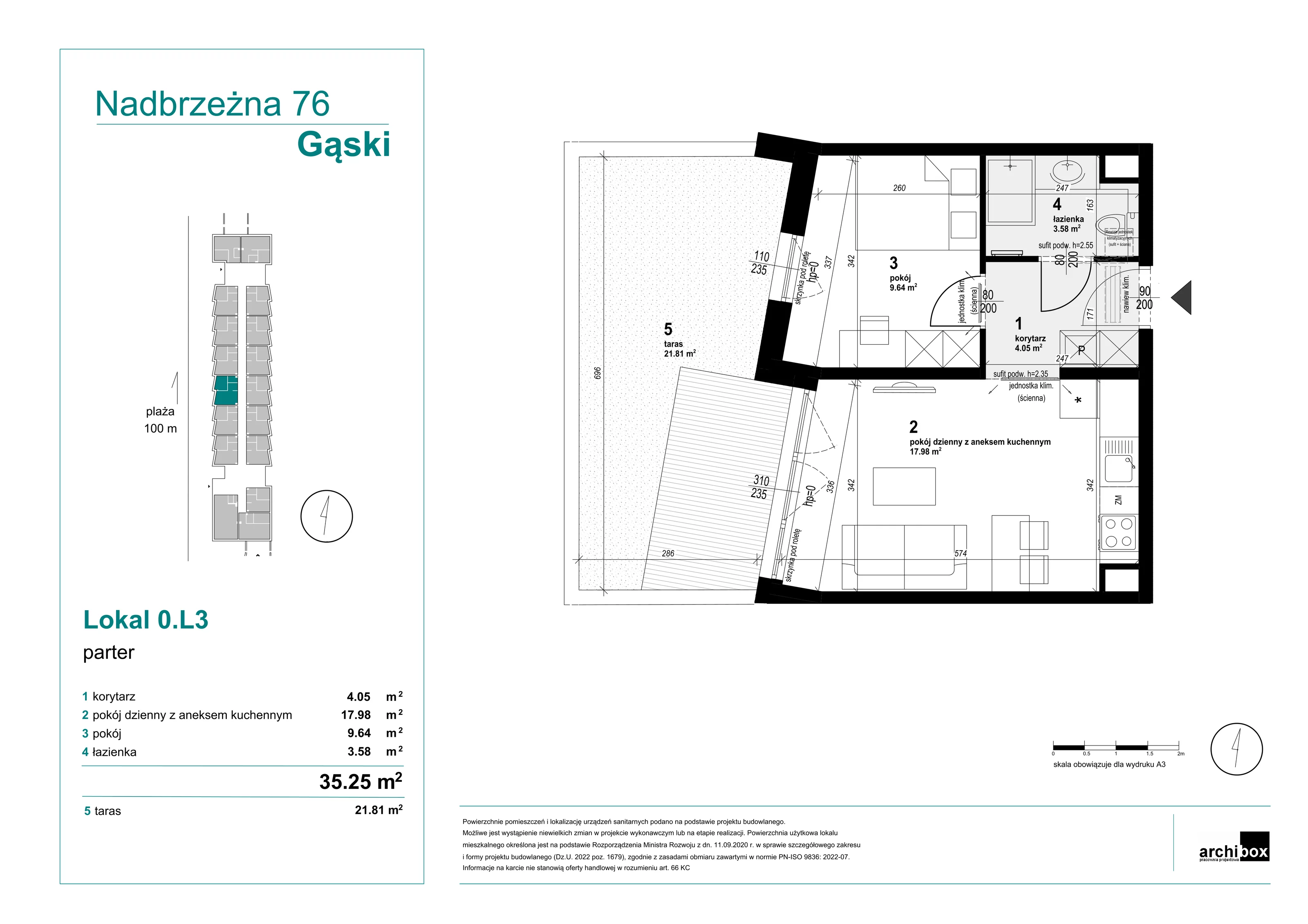 2 pokoje, apartament 35,25 m², parter, oferta nr 0.L3, Goose Bay, Gąski, ul. Nadbrzeżna 76
