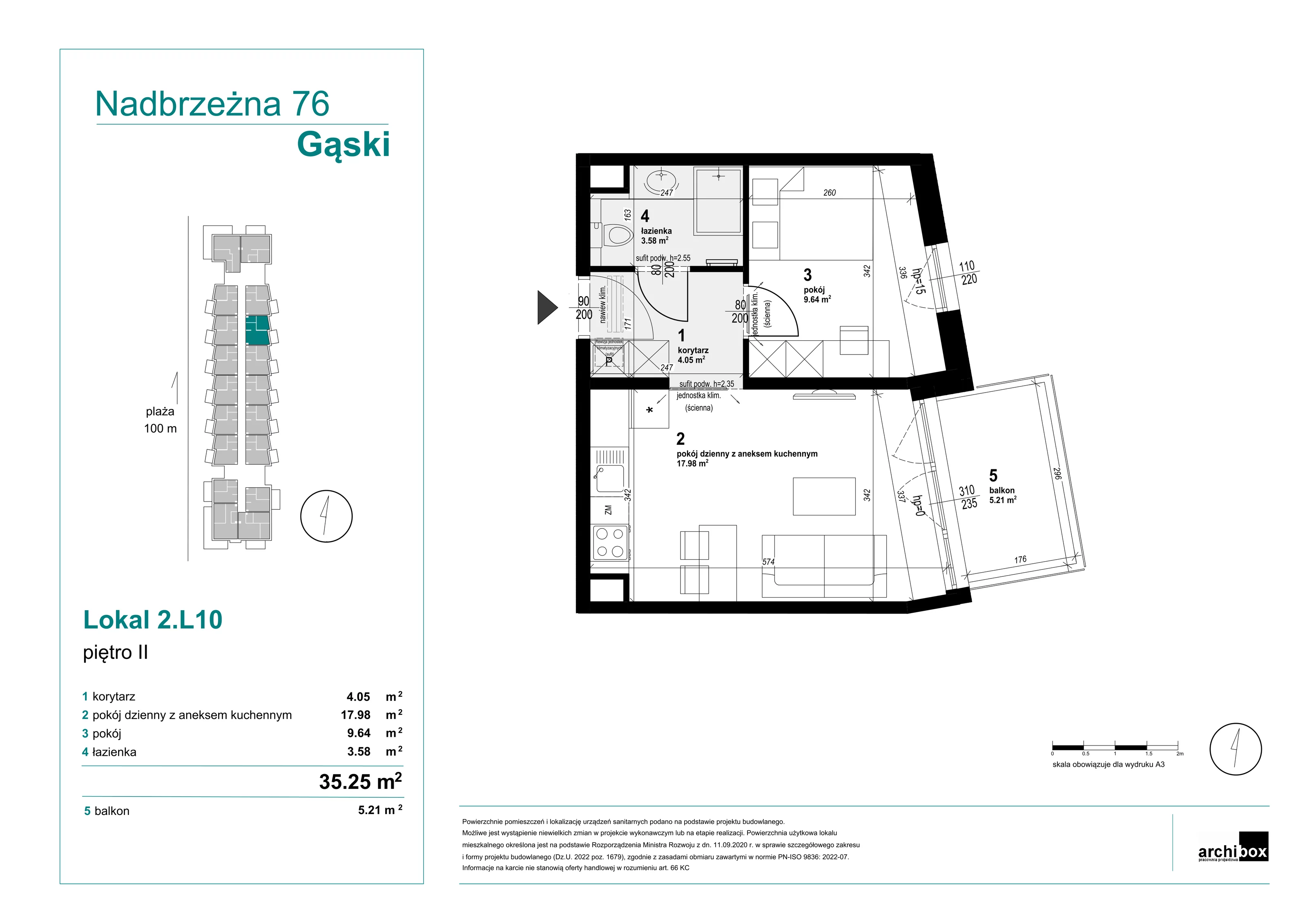 2 pokoje, mieszkanie 35,25 m², parter, oferta nr 2.L10, Goose Bay, Gąski, ul. Nadbrzeżna 76
