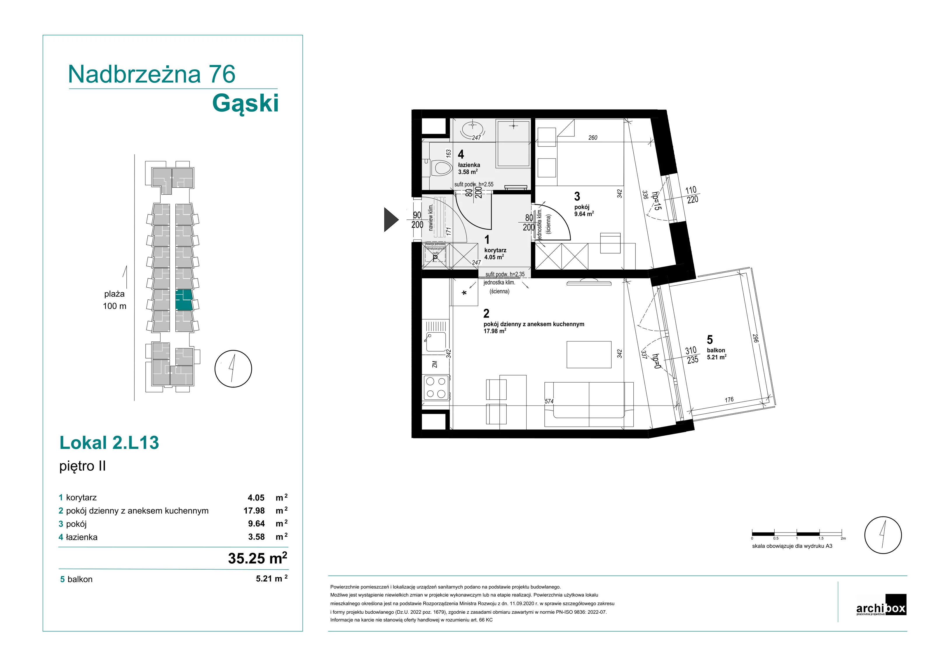2 pokoje, mieszkanie 35,25 m², parter, oferta nr 2.L13, Goose Bay, Gąski, ul. Nadbrzeżna 76