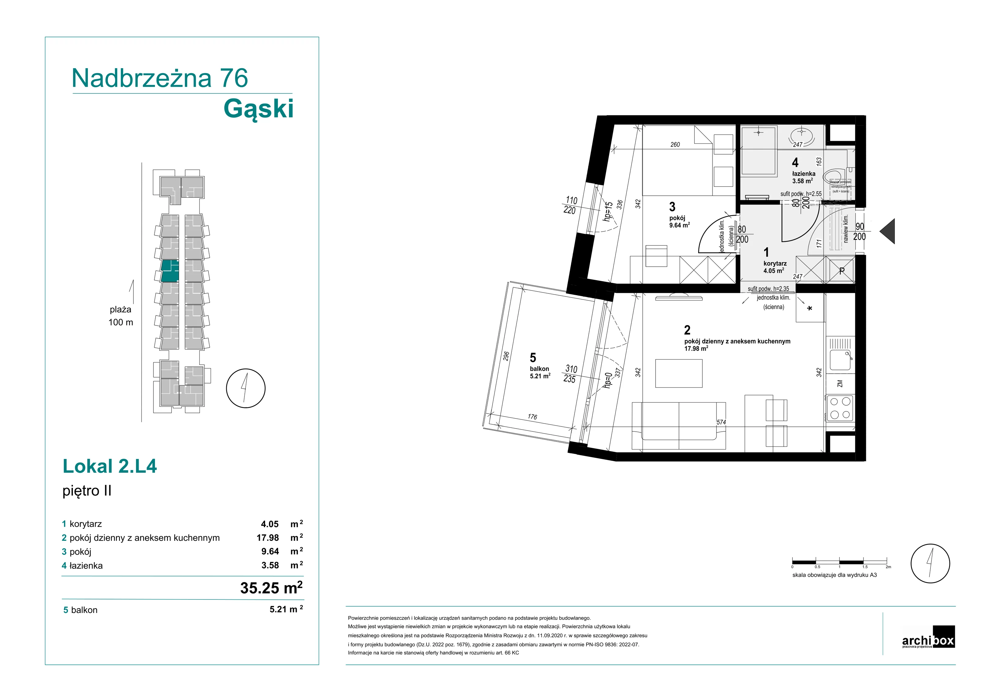 2 pokoje, mieszkanie 35,25 m², parter, oferta nr 2.L4, Goose Bay, Gąski, ul. Nadbrzeżna 76