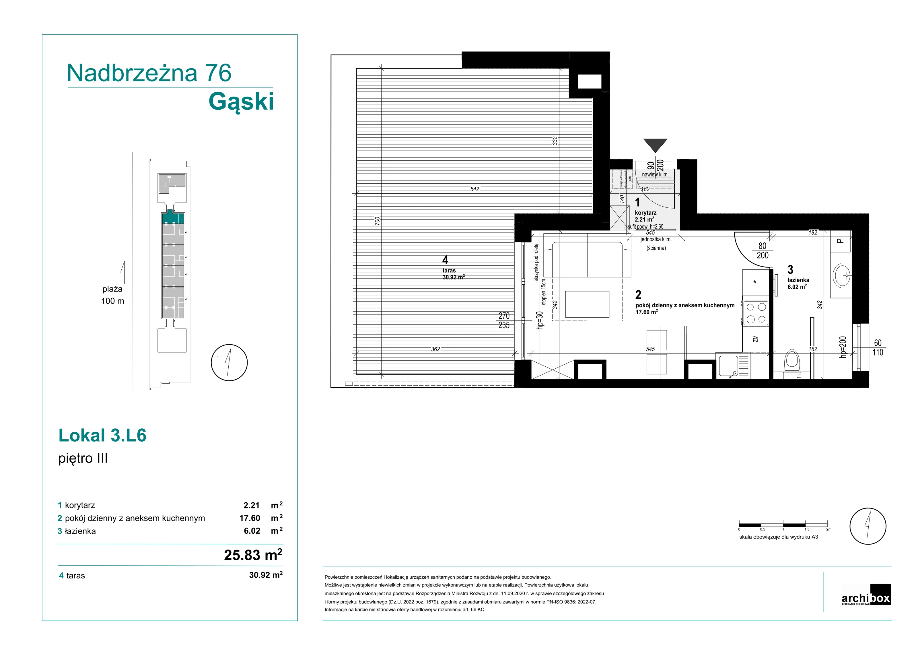 1 pokój, apartament 25,83 m², piętro 3, oferta nr 3.6, Goose Bay, Gąski, ul. Nadbrzeżna 76