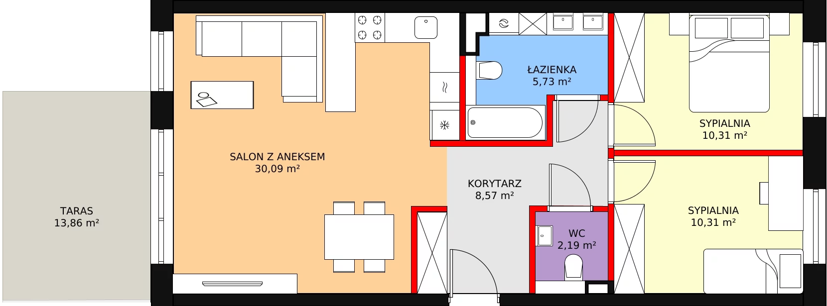 Nowe mieszkanie, 67,19 m², 3 pokoje, parter, oferta nr 1_17