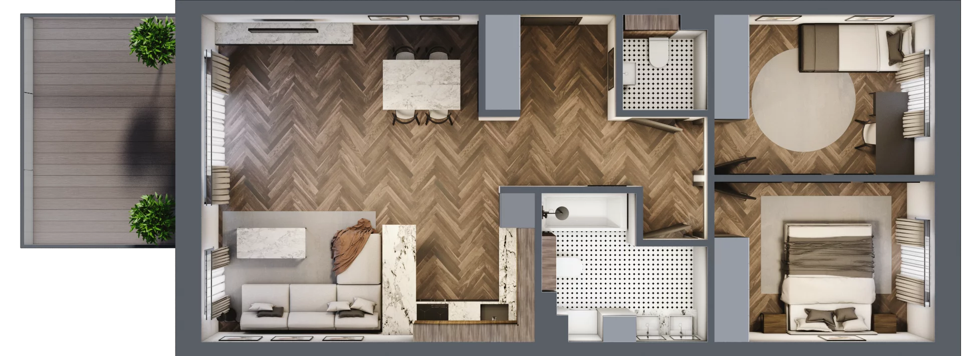 3 pokoje, mieszkanie 67,19 m², parter, oferta nr 2_1, Zielony Horyzont Apartamenty, Łódź, Widzew, Stoki, ul. Jędrowizna