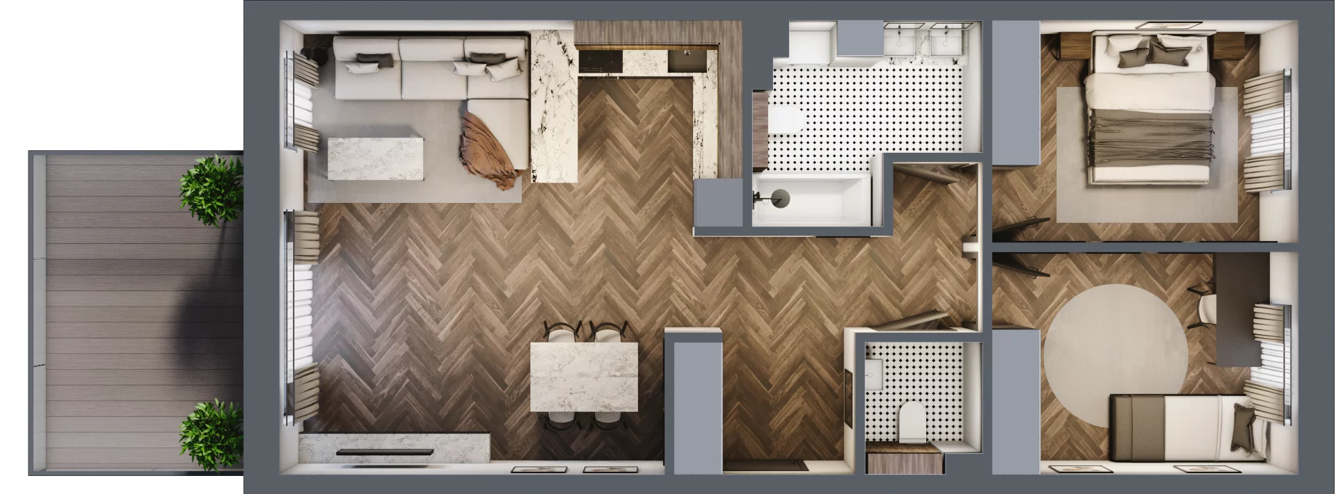 3 pokoje, mieszkanie 67,19 m², parter, oferta nr 2_17, Zielony Horyzont Apartamenty, Łódź, Widzew, Stoki, ul. Jędrowizna