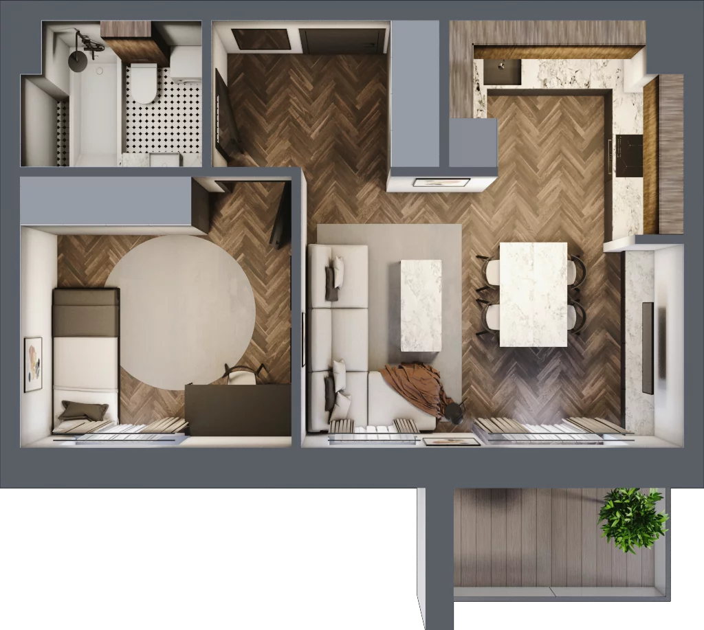 2 pokoje, mieszkanie 40,13 m², piętro 1, oferta nr 2_20, Zielony Horyzont Apartamenty, Łódź, Widzew, Stoki, ul. Jędrowizna