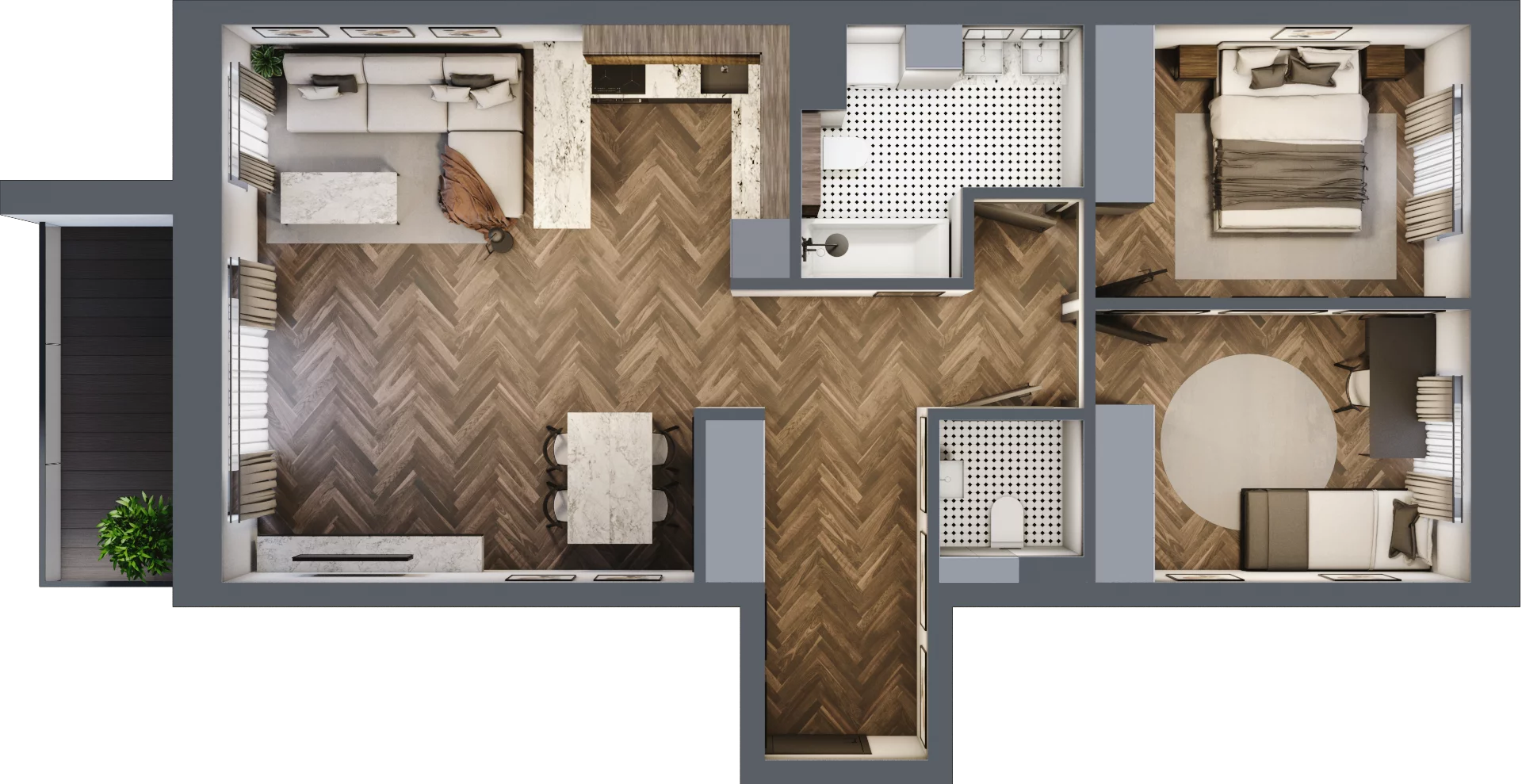 3 pokoje, mieszkanie 69,97 m², piętro 1, oferta nr 2_22, Zielony Horyzont Apartamenty, Łódź, Widzew, Stoki, ul. Jędrowizna