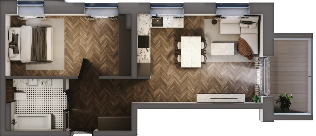 2 pokoje, mieszkanie 46,29 m², piętro 2, oferta nr 2_23, Zielony Horyzont Apartamenty, Łódź, Widzew, Stoki, ul. Jędrowizna