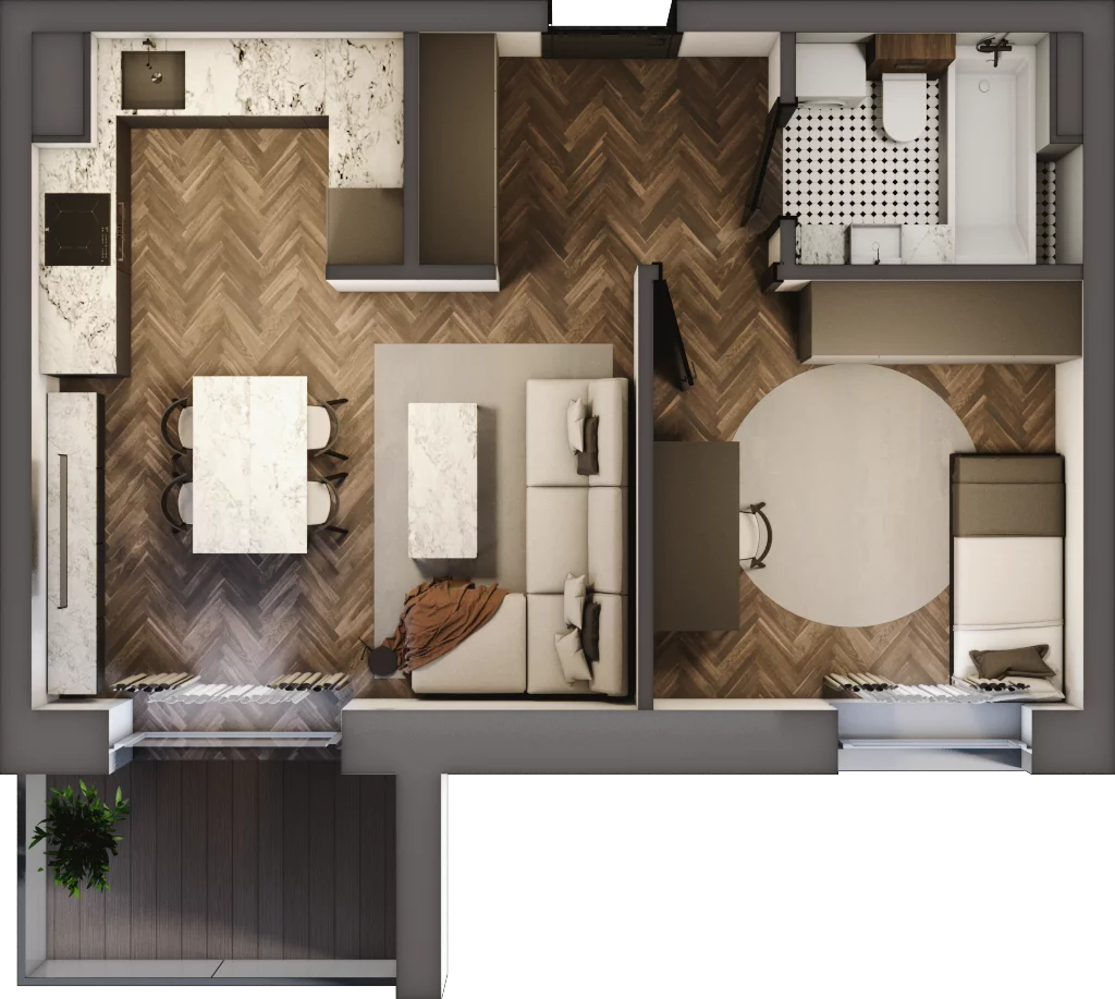 2 pokoje, mieszkanie 37,65 m², piętro 2, oferta nr 2_26, Zielony Horyzont Apartamenty, Łódź, Widzew, Stoki, ul. Jędrowizna