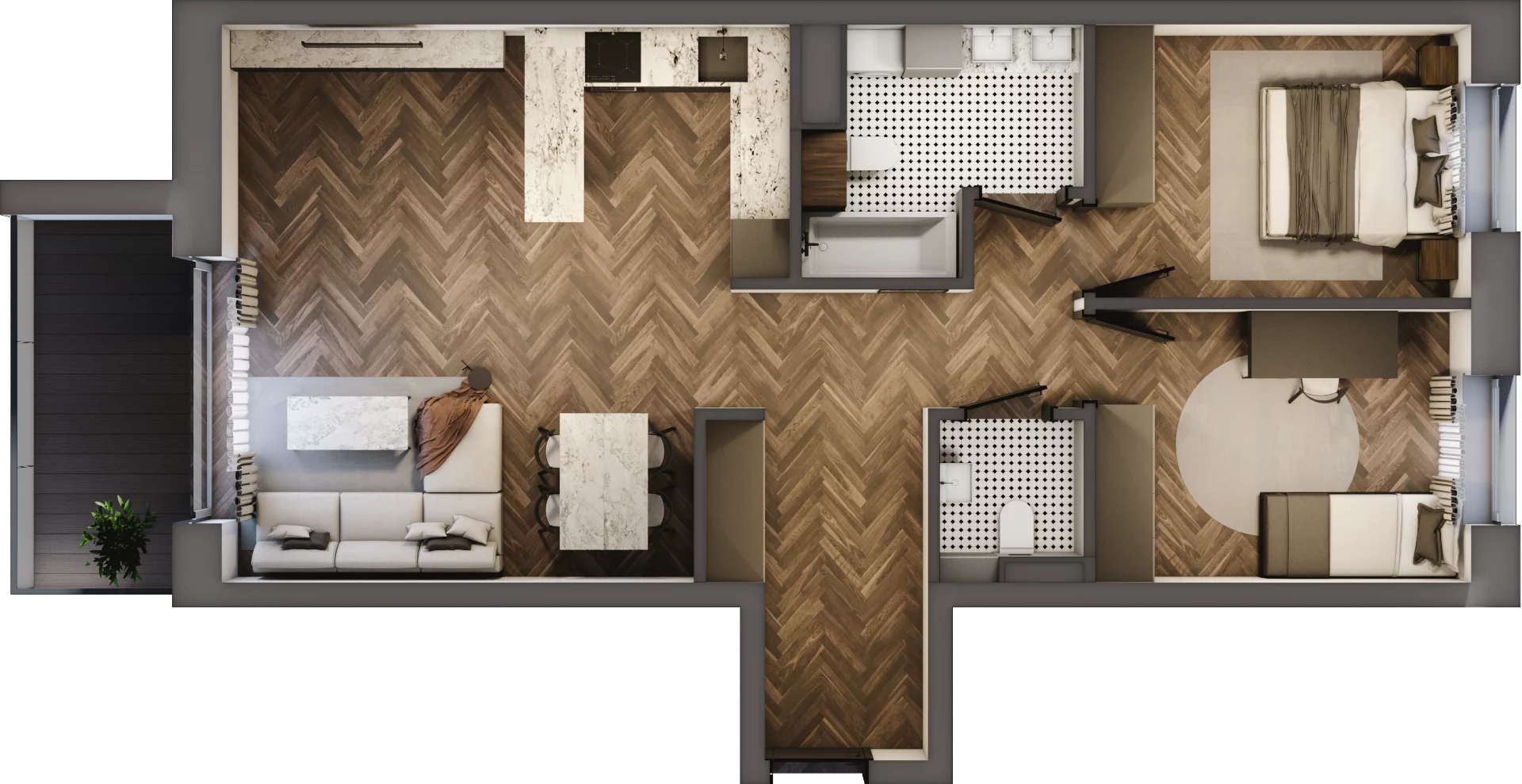 3 pokoje, mieszkanie 66,43 m², piętro 2, oferta nr 2_27, Zielony Horyzont Apartamenty, Łódź, Widzew, Stoki, ul. Jędrowizna