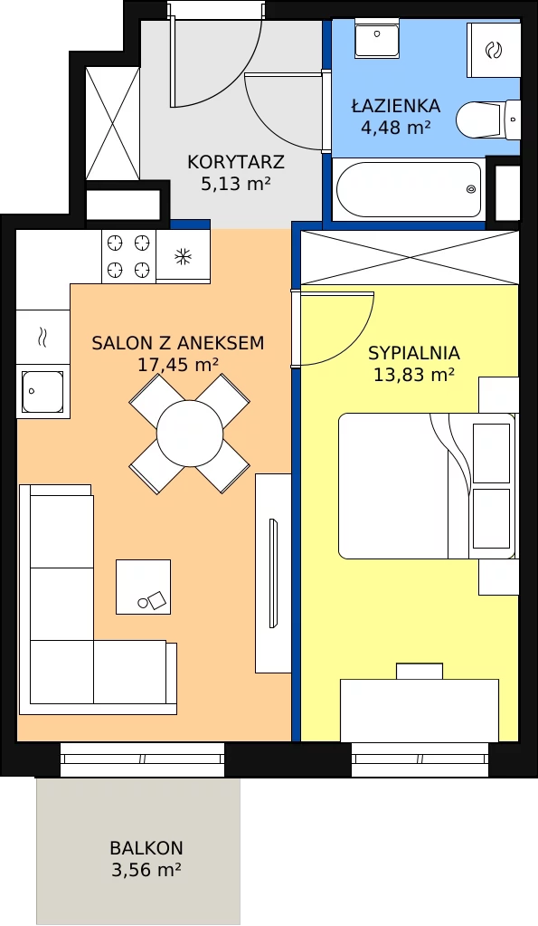 Zalety mieszkania 41.79 m², B2/A301