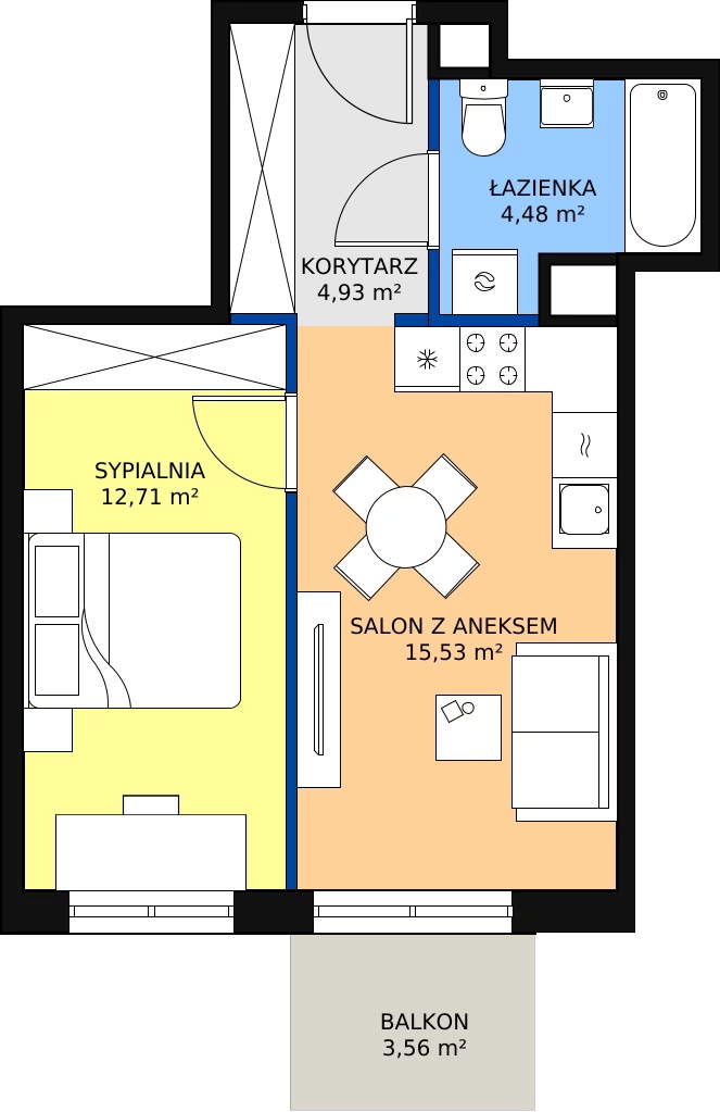 Zalety mieszkania 38.45 m², B2/A302