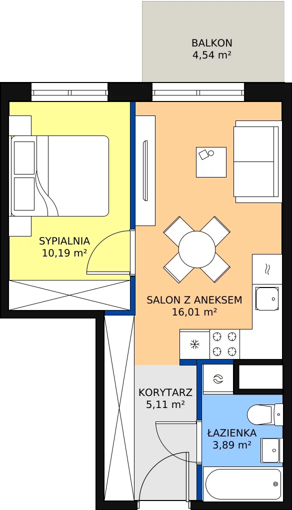 Zalety mieszkania 35.93 m², B2/A305