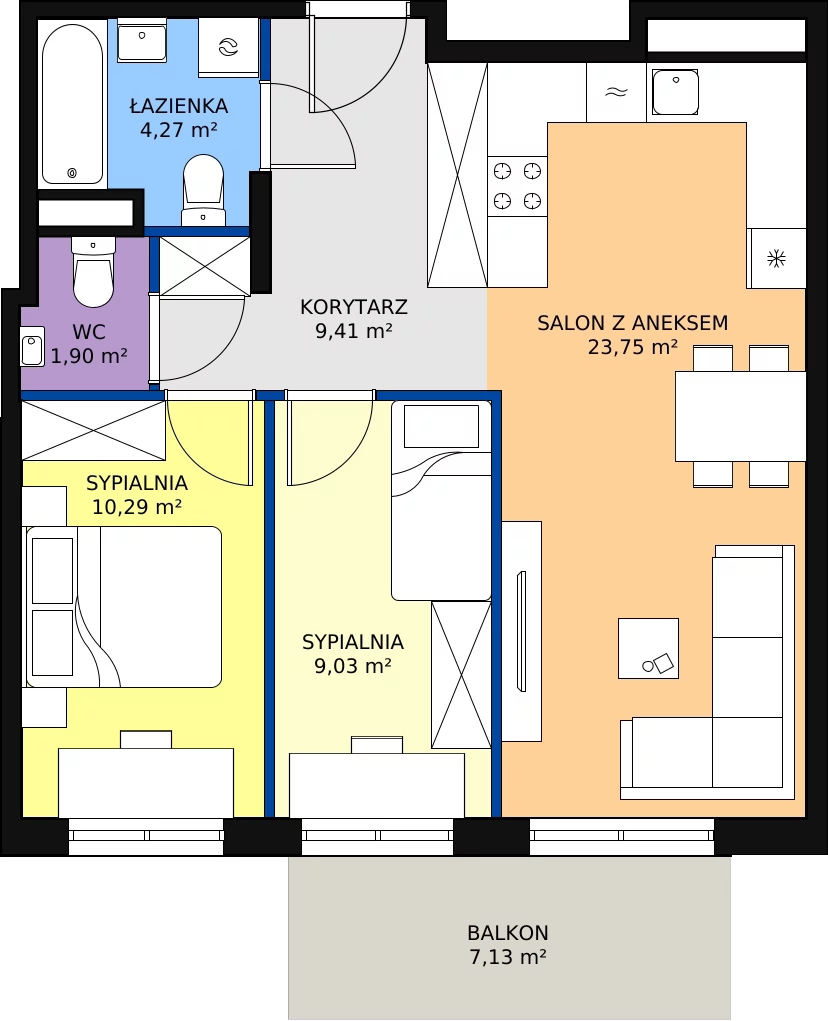 Zalety mieszkania 60.11 m², B2/A311