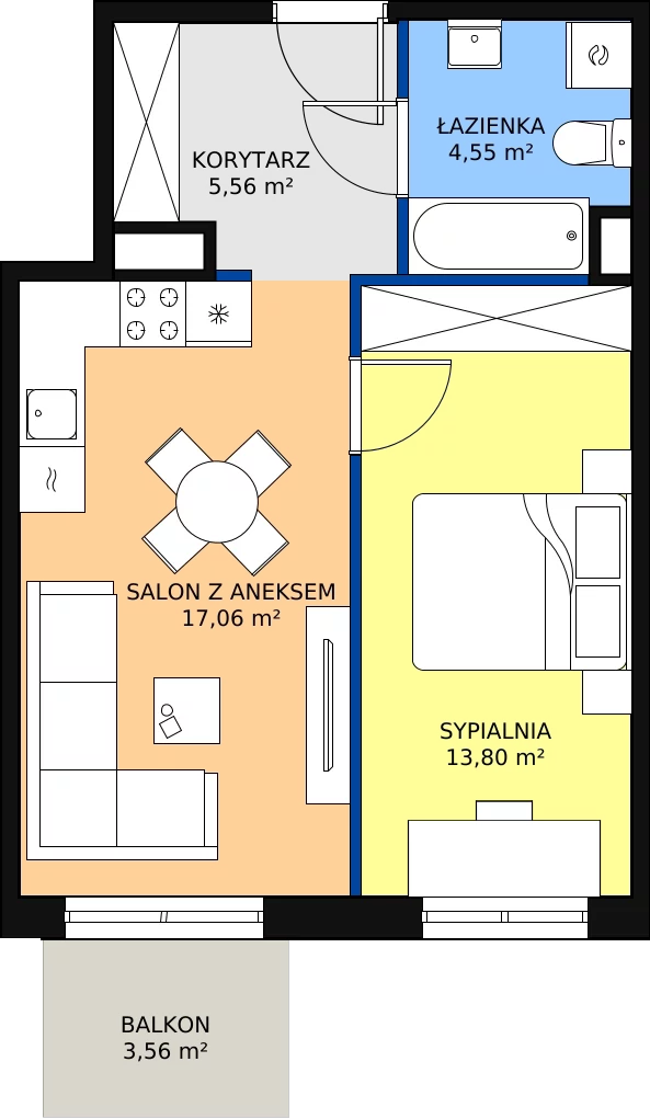 Zalety mieszkania 41.91 m², B3/A301