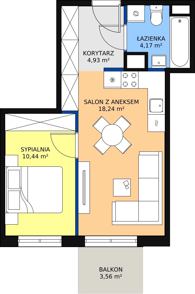 Zalety mieszkania 38.47 m², B3/A302