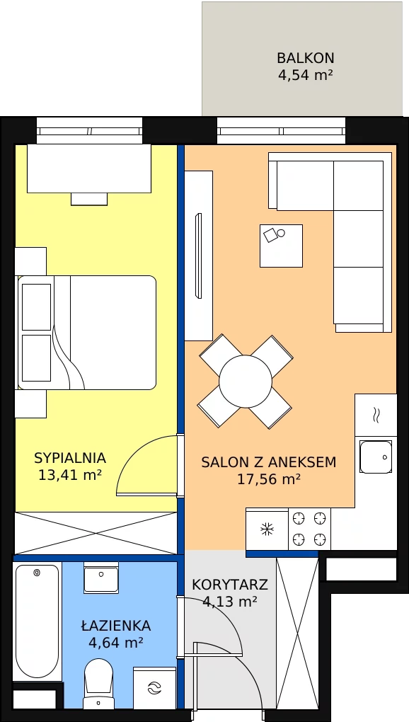 Zalety mieszkania 40.78 m², B3/B305