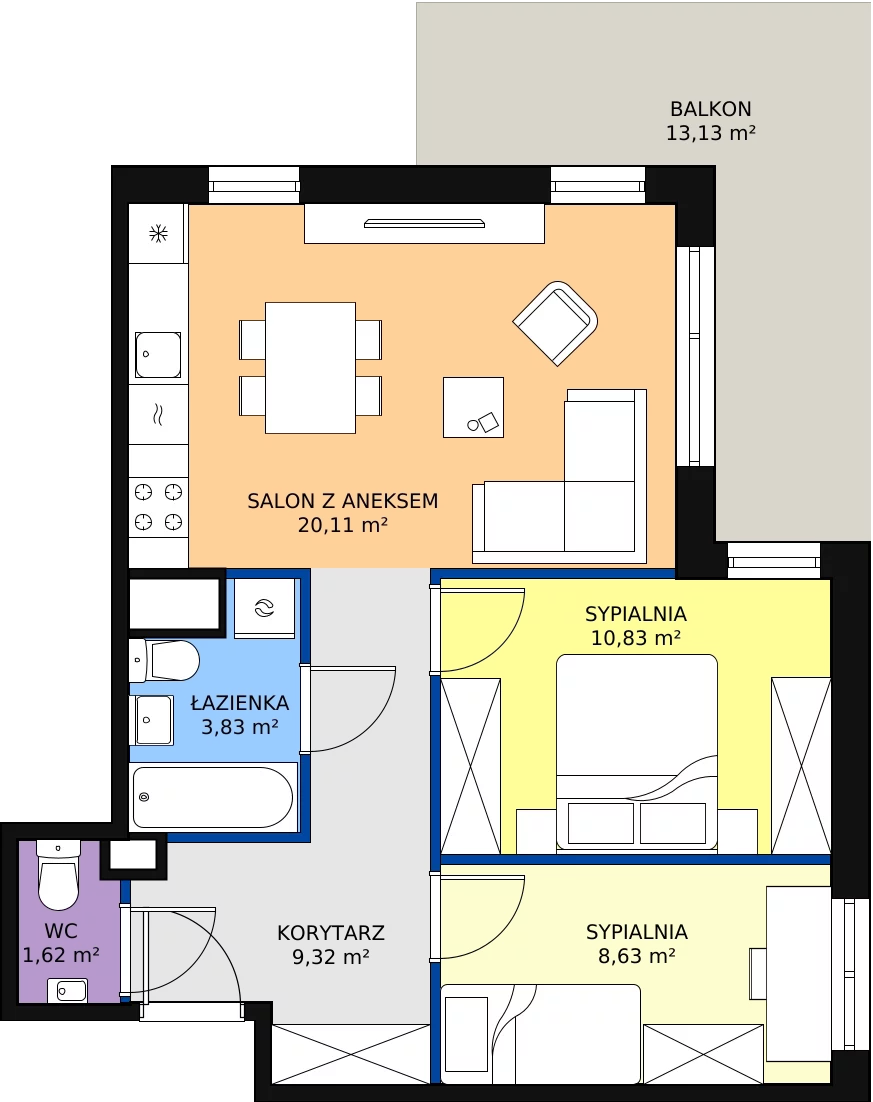 Zalety mieszkania 56.07 m², B3/B306
