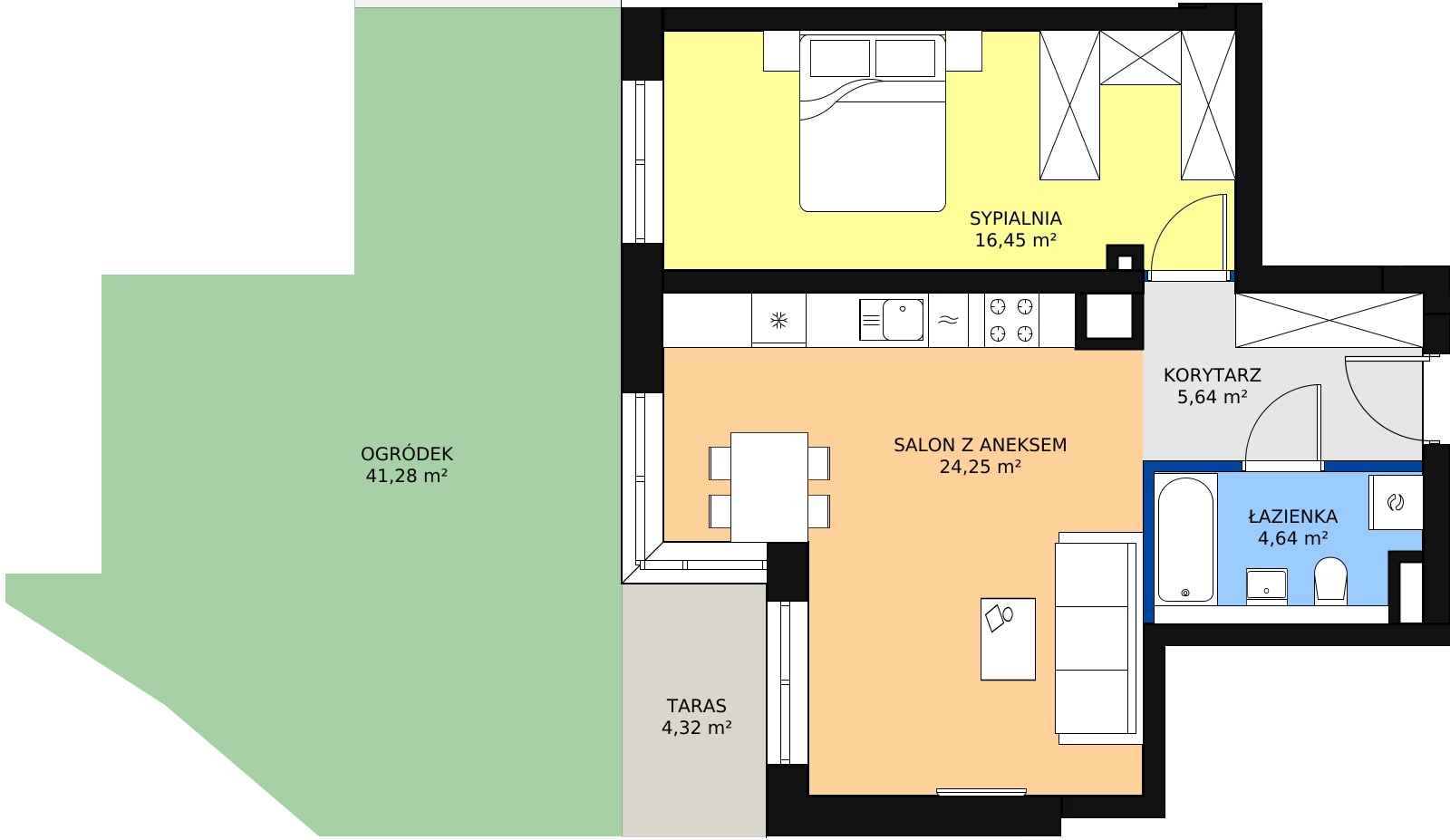 Zalety mieszkania 50.98 m², A02